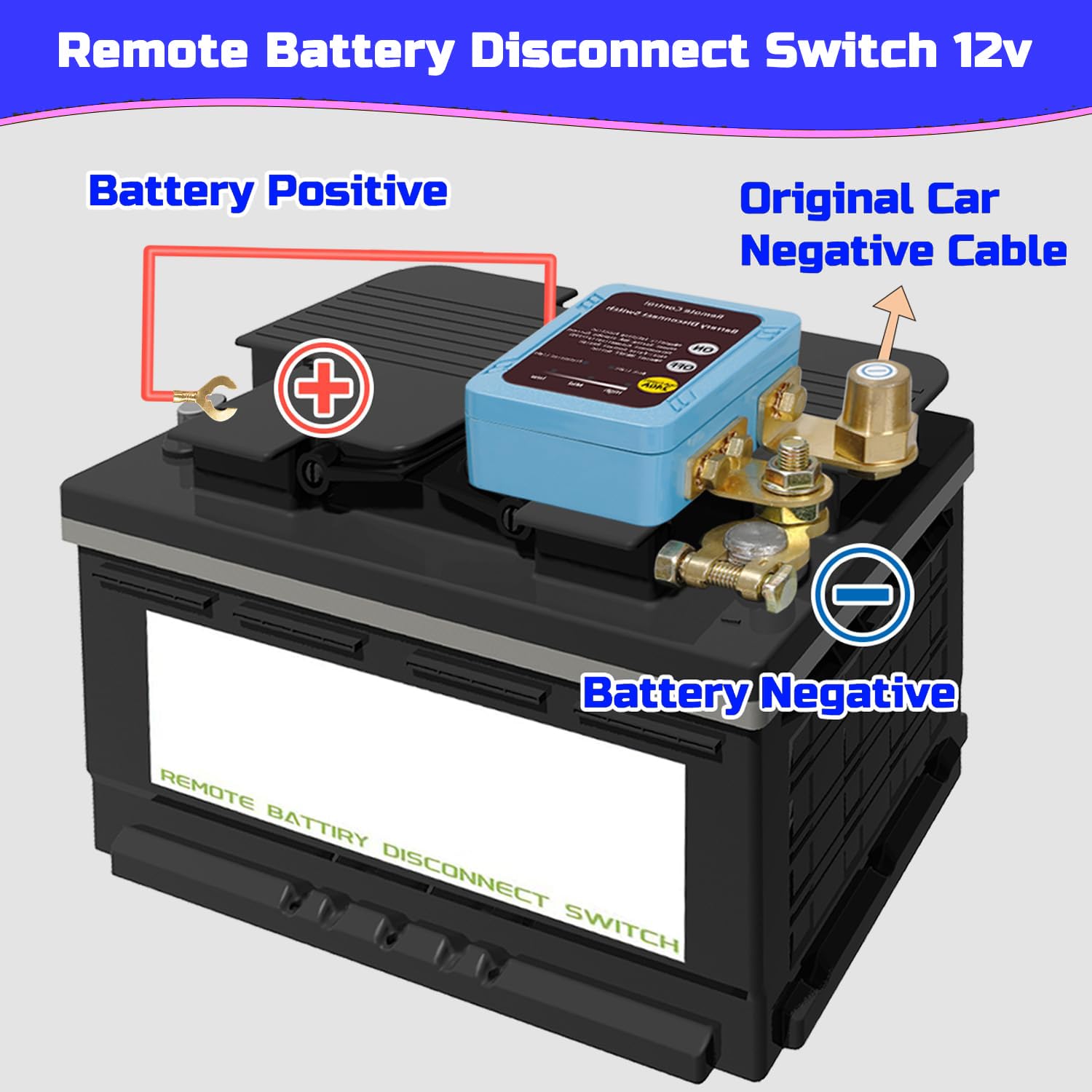 Kill Switch for Car with Remote,12V 240A Remote Battery Disconnect Switch,Smart Car Battery Isolator,Anti-Theft Shut Off Swit-ch Prevents Batt-ery Drain(Smart Voltage High Installation)