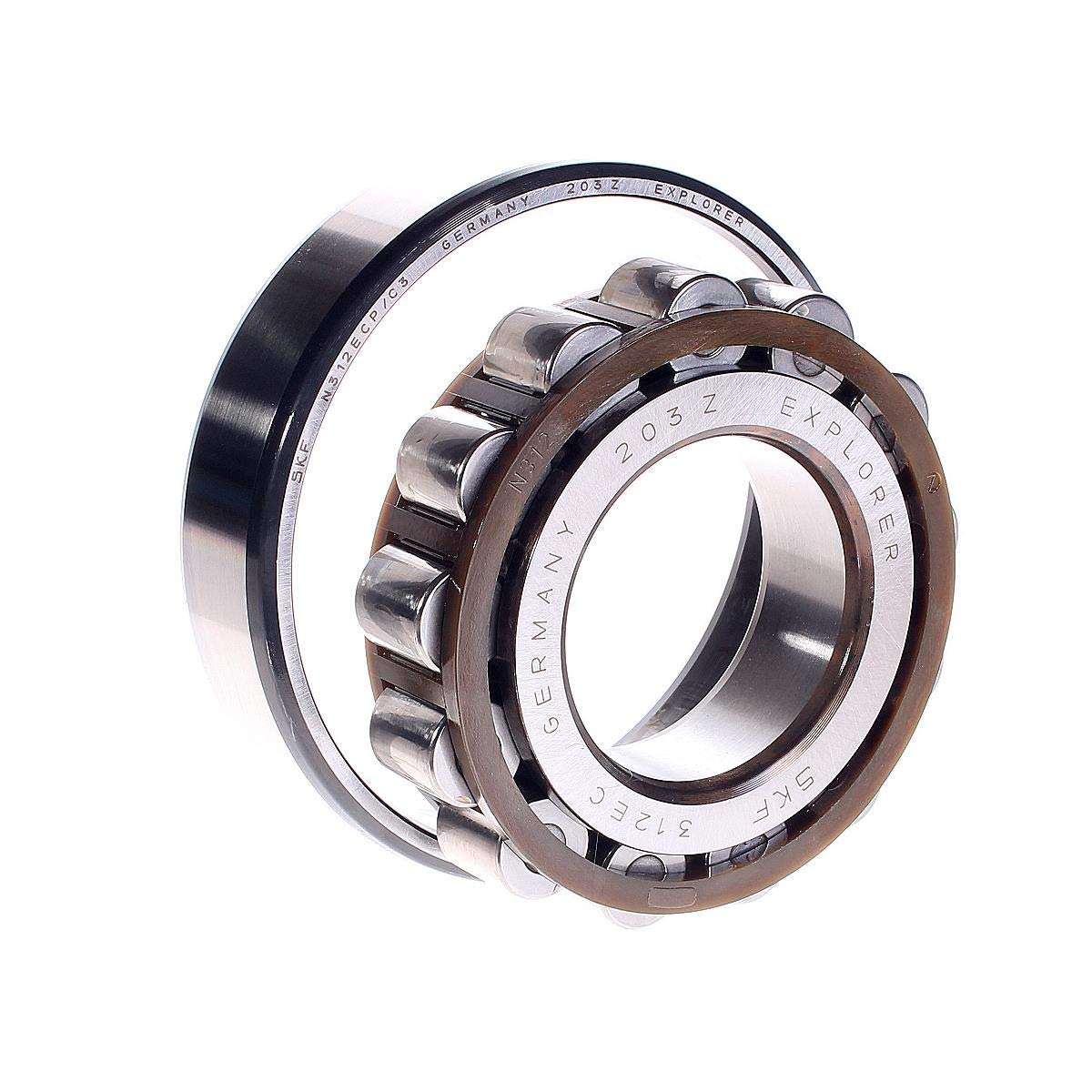 SKF N 312 ECP/C3 Cylindrical Roller Bearing, Single Row, Removable Outer Ring, Straight, Straight Bore, High Capacity, C3 Clearance, Polyamide/Nylon Cage, Metric, 60mm Bore, 130mm OD, 31mm Width