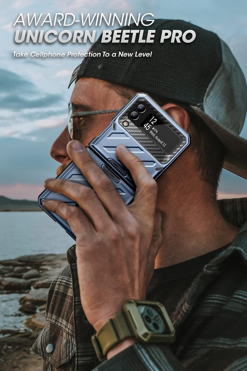 SUPCASE for Samsung Samsung Galaxy Z Flip 4 Case with Belt-Clip (Unicorn Beetle Pro), [Anti-Scratch] [Military-Grade Protection] Full-Body Dual Layer Rugged Phone Case for Galaxy Z Flip 4, Blue