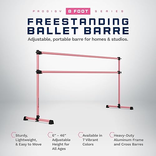 Miniatura 3 de VITA Barre Portable Freestanding Double Ballet Barre, Prodigy, Aluminum  Adjustable Height, USA Made, Home or Gym Exercise Equipment for Kids &