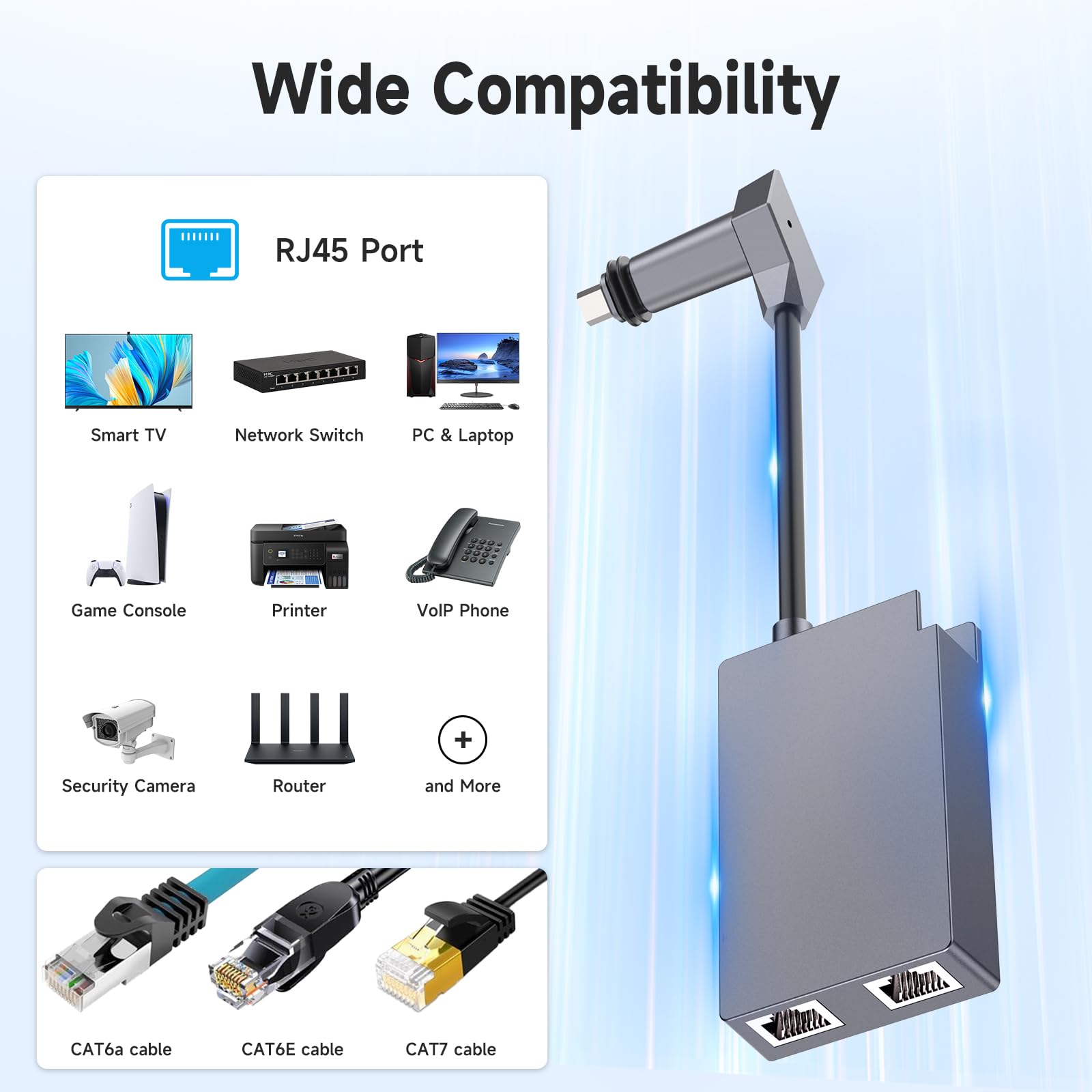 Adaptateur Starlik Ethernet, Starlik V2 de Deux Ports à RJ45 Gigabit de Linkoostar Rápida 2 Dispositifs Réseau Simultanément WiFi Extender Hub | Jusqu'à 1 Gbps