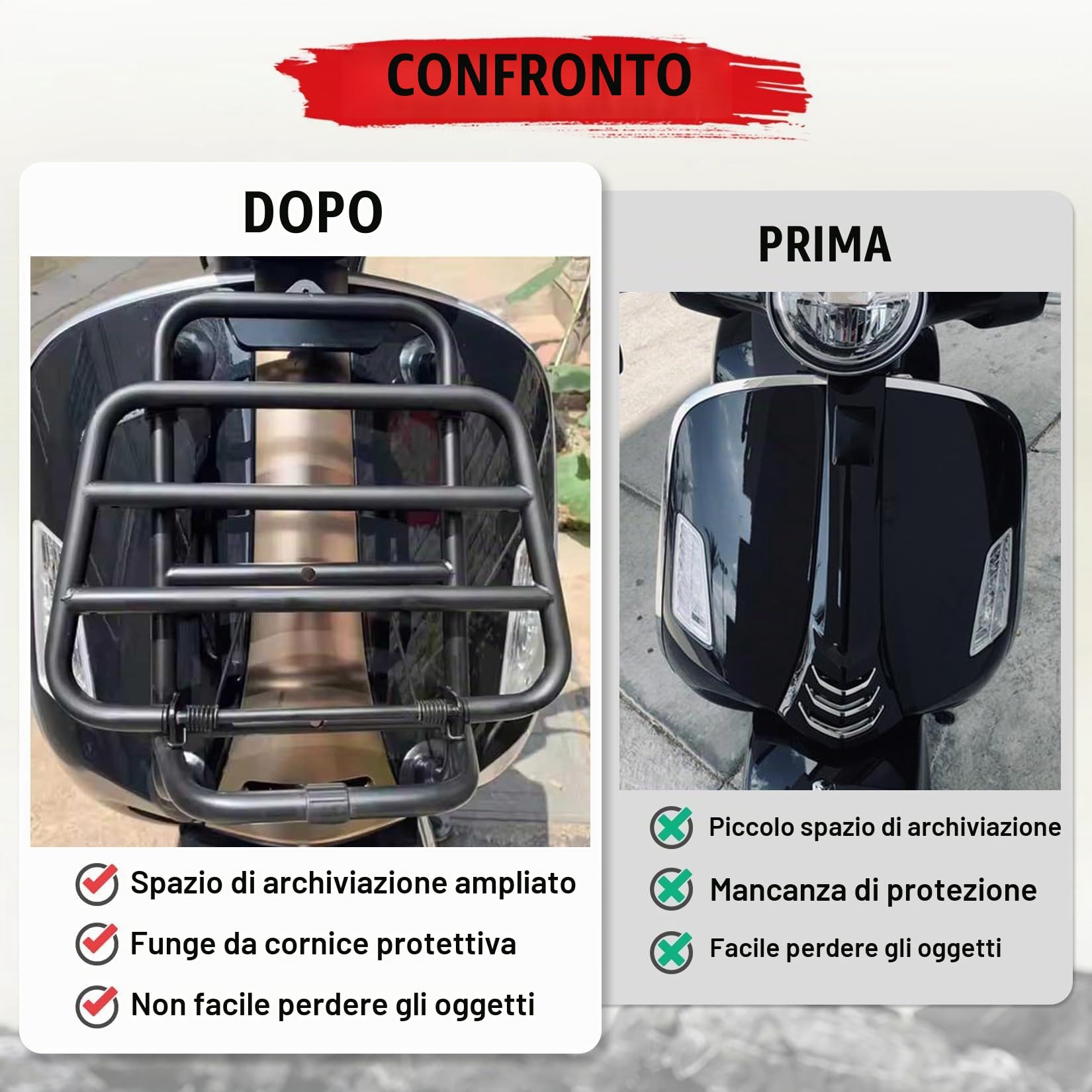 Portapacchi Anteriore per Vespa GTS 300 125 200 250 2018-2025, PSLER Supporto per Portapacchi Mensola Staffa Ricambio per Moto(Nero)