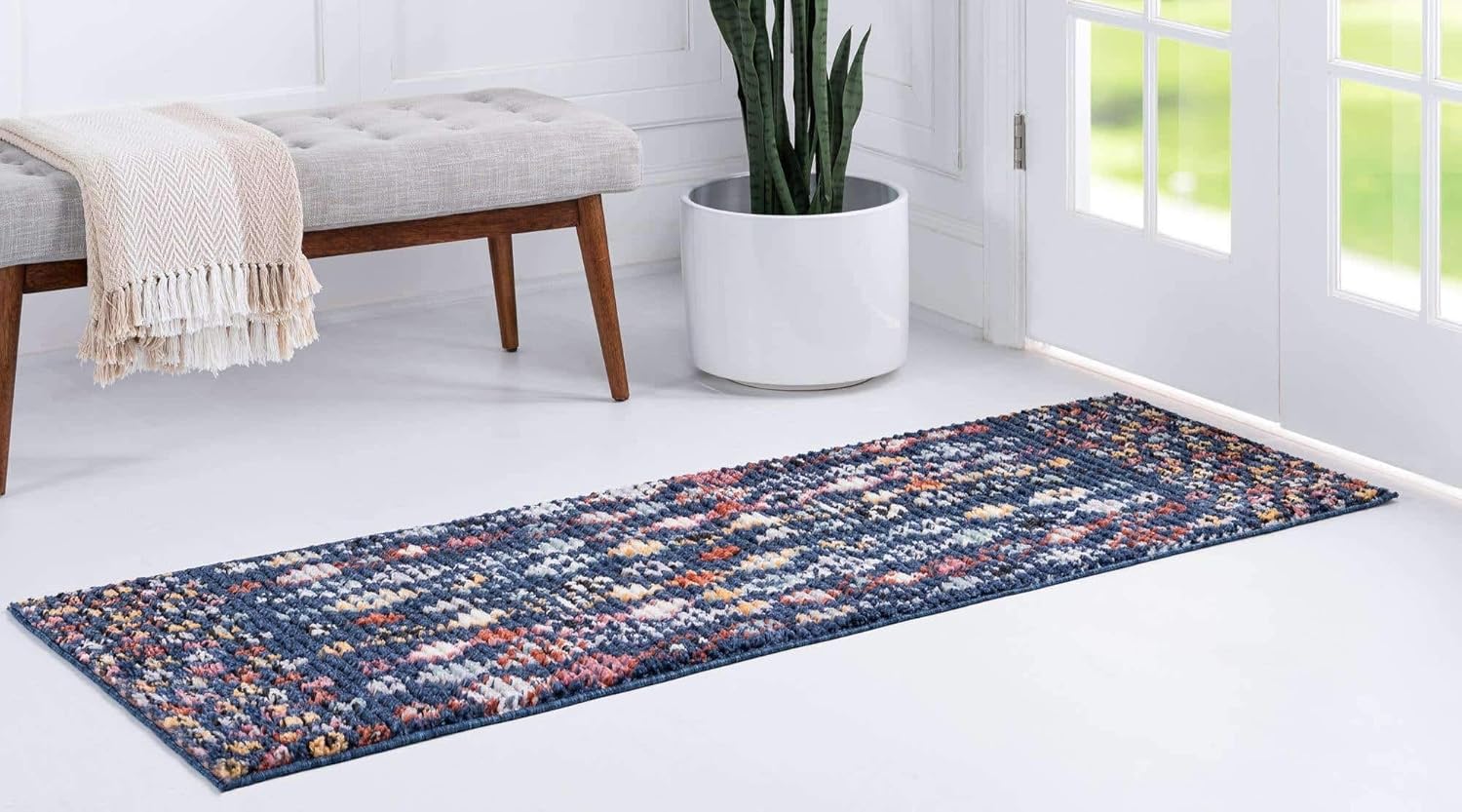 Unique Loom Morocco Collection Abstract Tribal, Bohemian Area Rug (2' 2 x 6' 0 Runner, Navy Blue/Black)