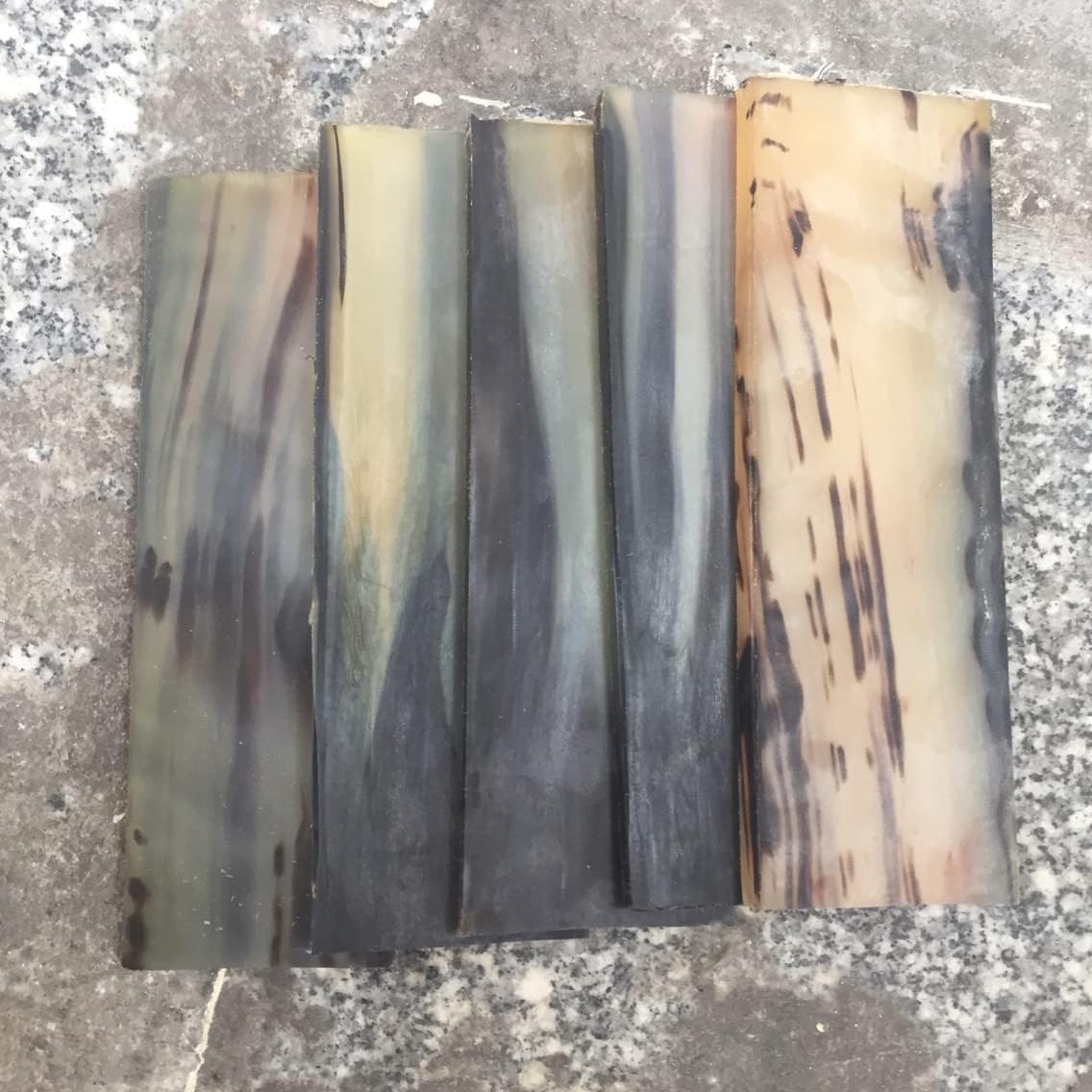 1 Pair Natural Colorful Sheep Horns Knife Handles Material Slabs Scales Handle Parts Grips Knives Custom DIY Tool for Knife Making Blank Blades(Each is Unique) (160X45X4mm)