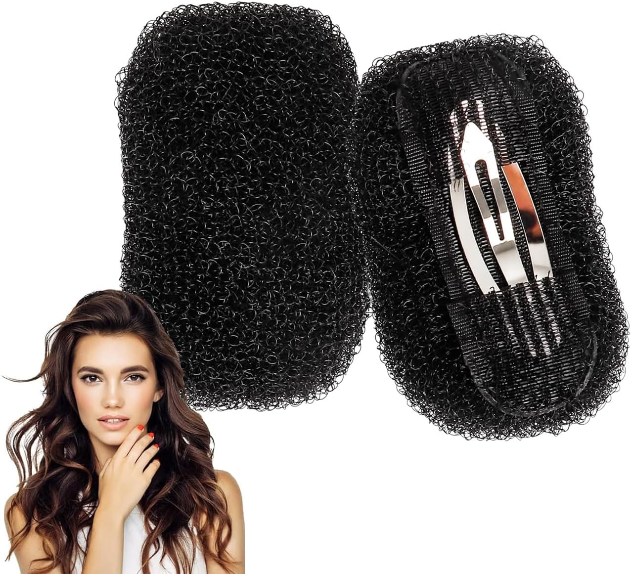 2 Pcs Hair Bump It Up Volume Inserts, Hair Padding Tool Hair Styling Accessories, Volume Hair Increase Pad Clip for Women Ladies Girls with Thin & Fluffy Hair (Black)