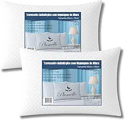Kit 2 Travesseiros Matelassê Regulável Plumelle, Altura Ajustável, Tecido de Microfibra Matelassada, Toque Suave e Enchimento Antialérgico – 70x50 cm