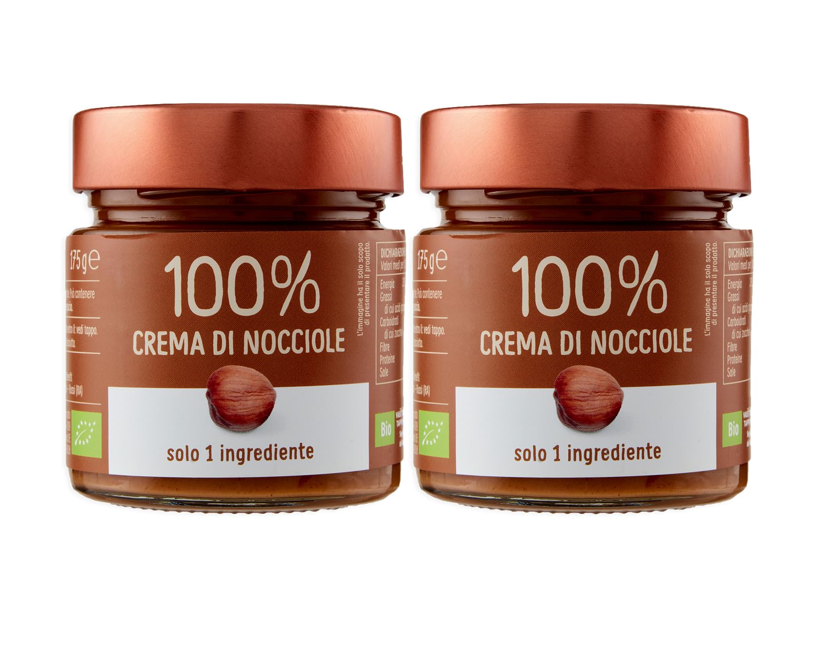 2X Crema di Nocciole Tostate Pura al 100% Biologica 175g
