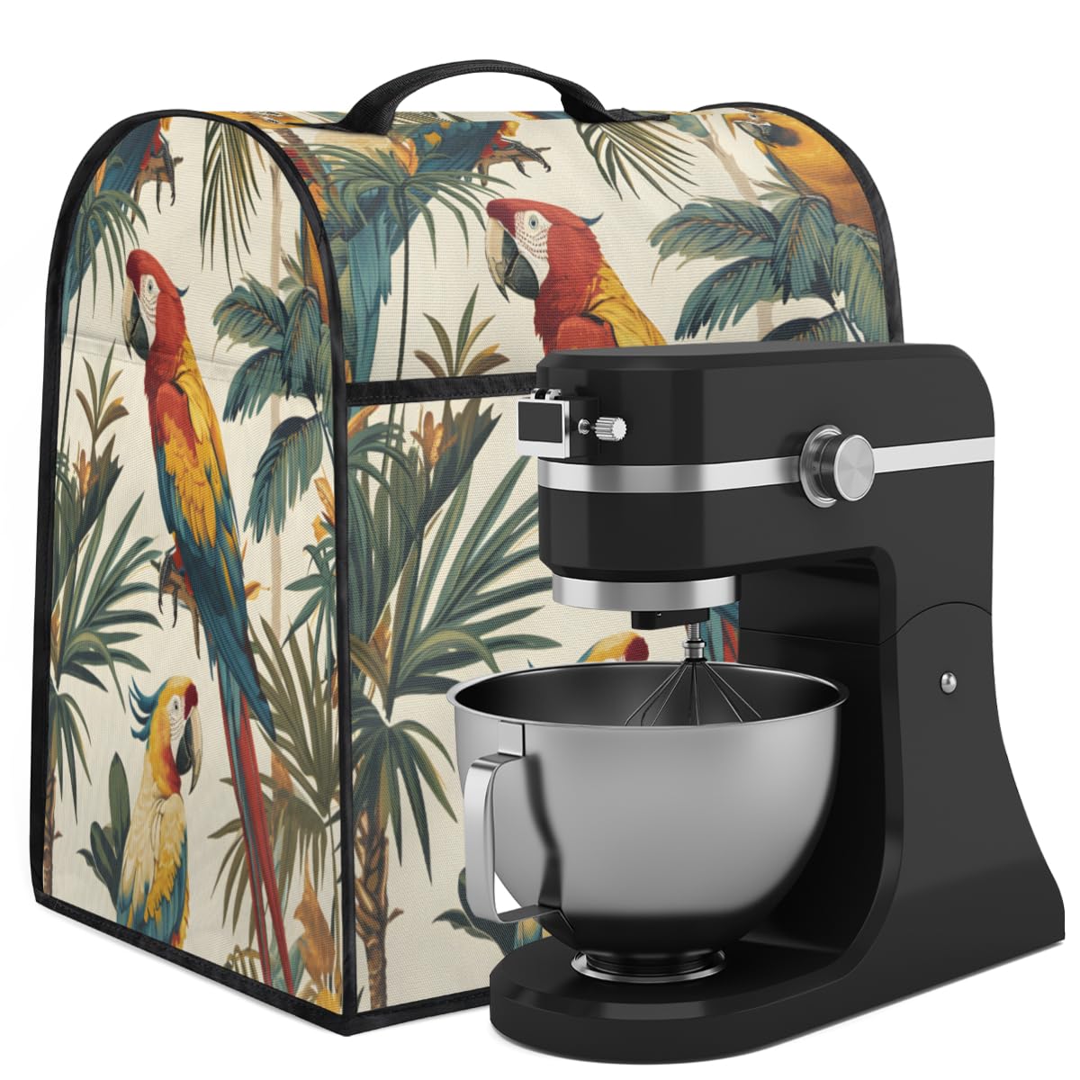 Coffee Maker Cover Watercolor Parrot Kitchen Appliance Covers Small Appliance Covers Blender Cover Juicer Cover Dust Covers for Kitchen Appliances with Top Handle and Pockets,Washable,C710