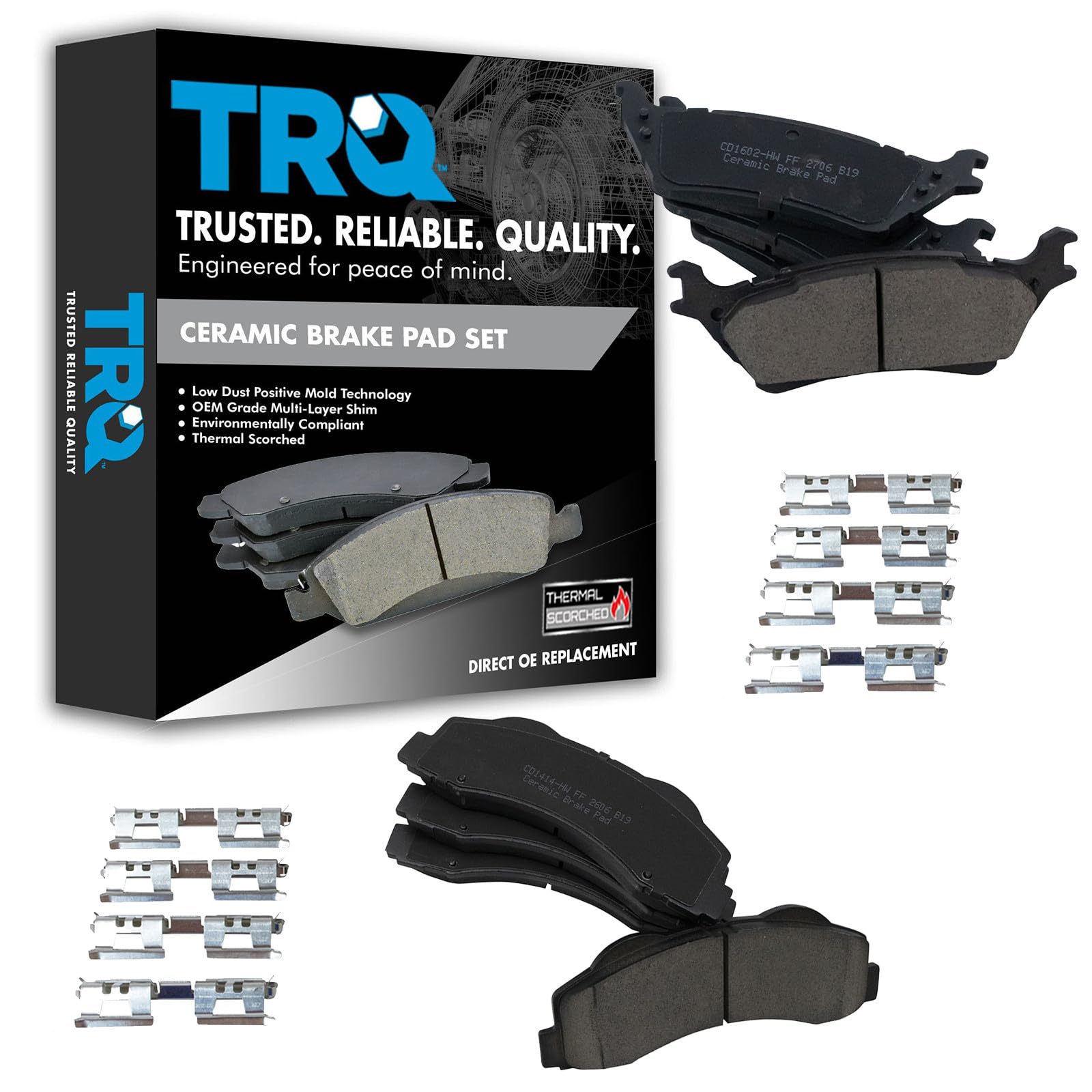 TRQ BFA13102 Front and Rear Ceramic Brake Pad Set