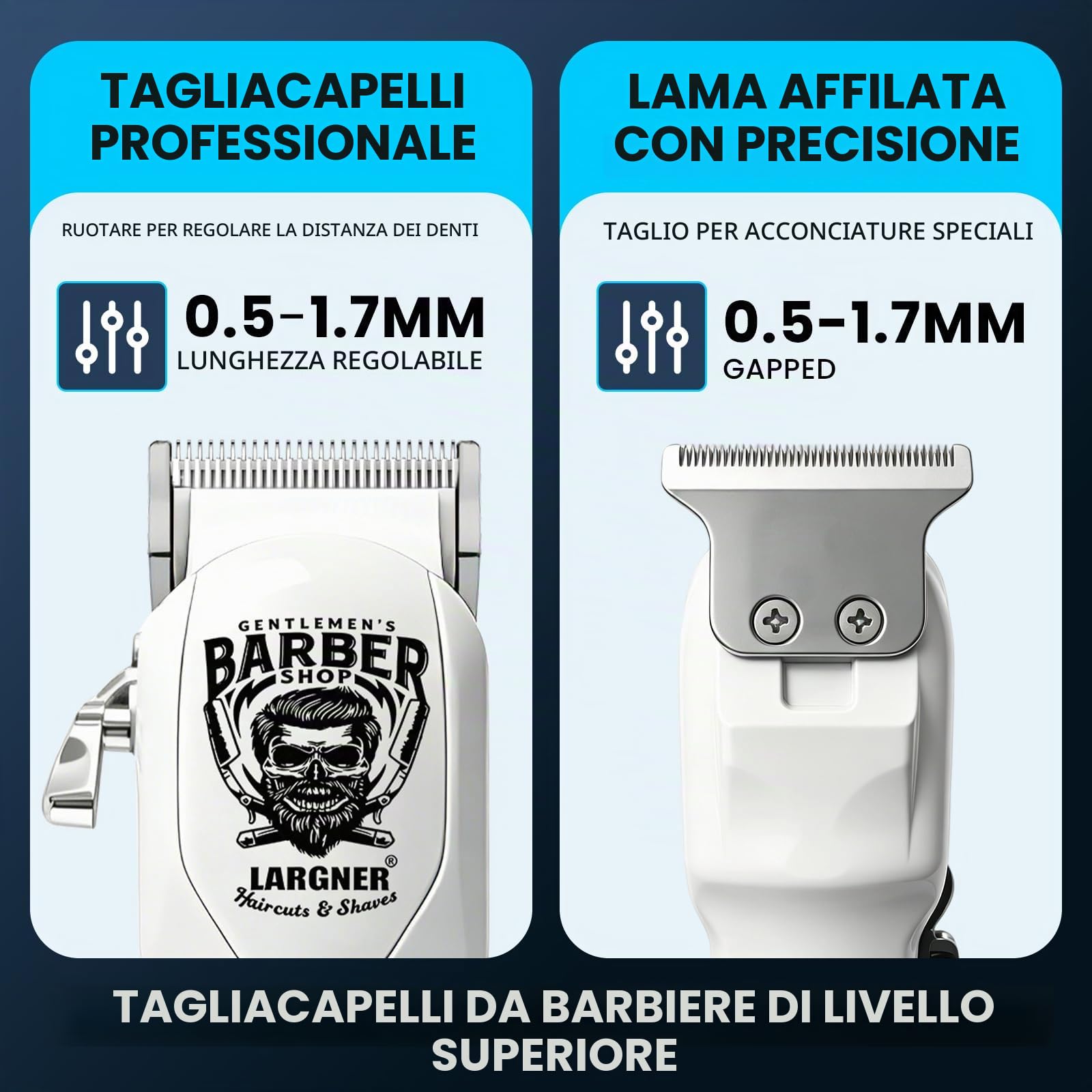 Tagliacapelli professionale da uomo, senza fili, rasaerba ricaricabile, rasoio elettrico, schermo LCD, 8 pettini di guida, barba completa