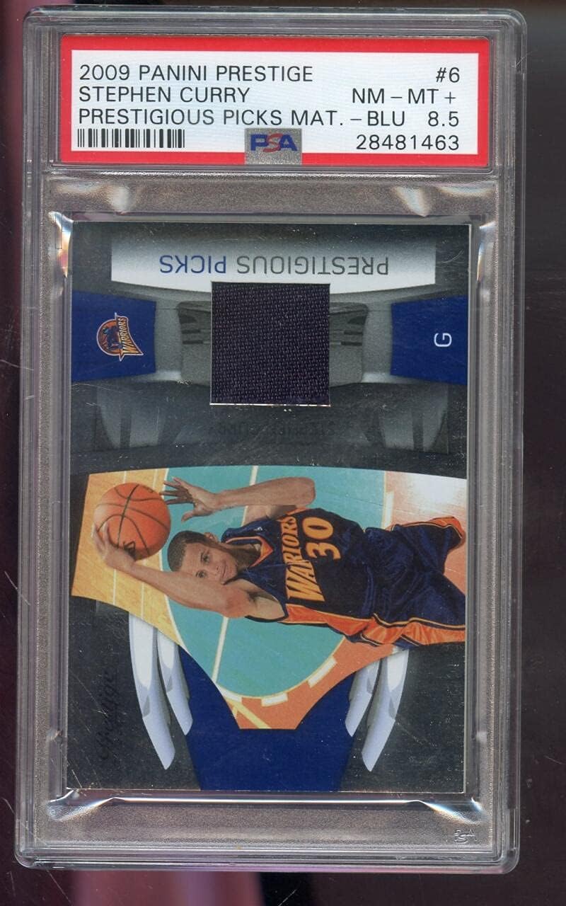 2009-10 Panini Prestige Prestigious Picks Material Blue #6 Stephen Curry ROOKIE RC Steph Stef NBA NM-MT+ PSA 8.5 Graded Basketball Card