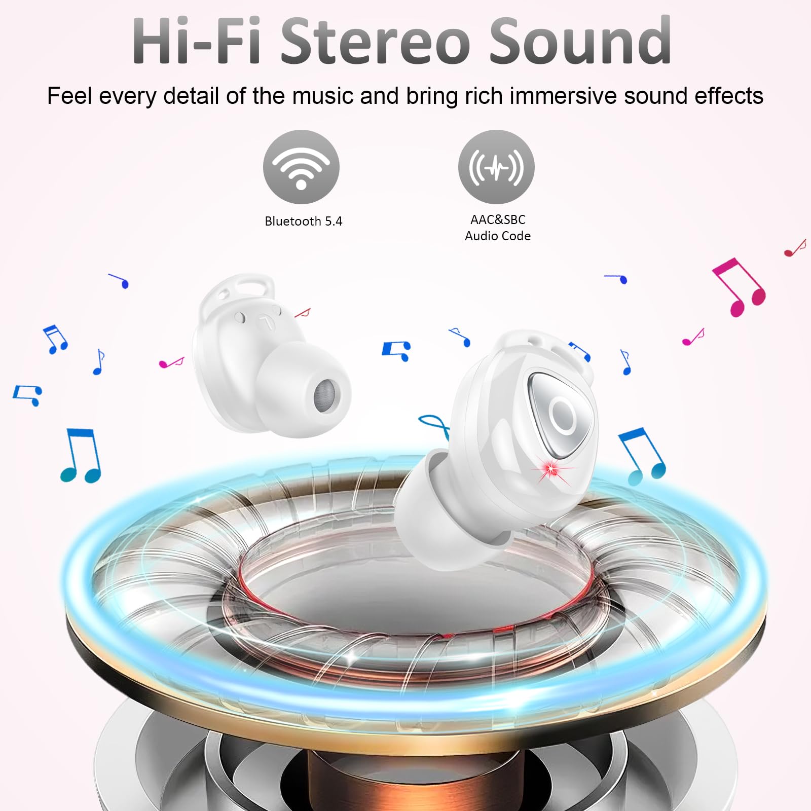Auriculares Inalambricos Bluetooth, Auriculares 5.4 con Diseño Giratorio, Graves Profundos, Control Táctil, 40 Horas Reproducción, IP7 Impermeable, Cascos Inalambricos Bluetooth, Para iOS Android