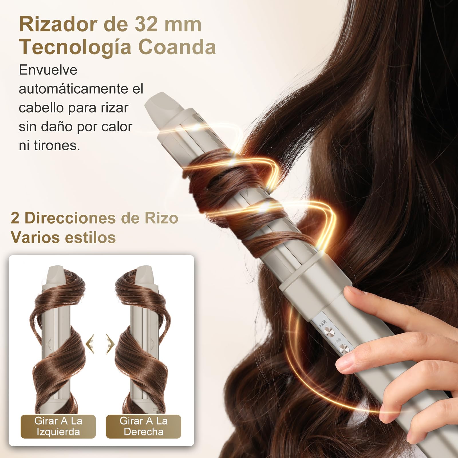 7MAGIC Moldeador Pelo 6 en 1, Secador Cepillo Alisador 1300W, Efecto Coanda, Cuidado iónico