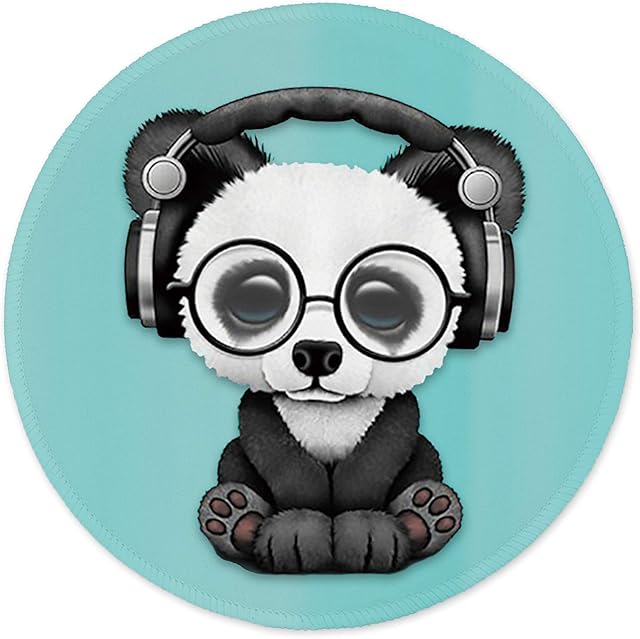 ITNRSIIET Mouse Pad with Stitched Edge, Mouse Mat Premium-Textured, Waterproof, Non-Slip Rubber Base Round Mousepad for Laptop Computer PC Office, Cute Design Desk Accessories, Panda