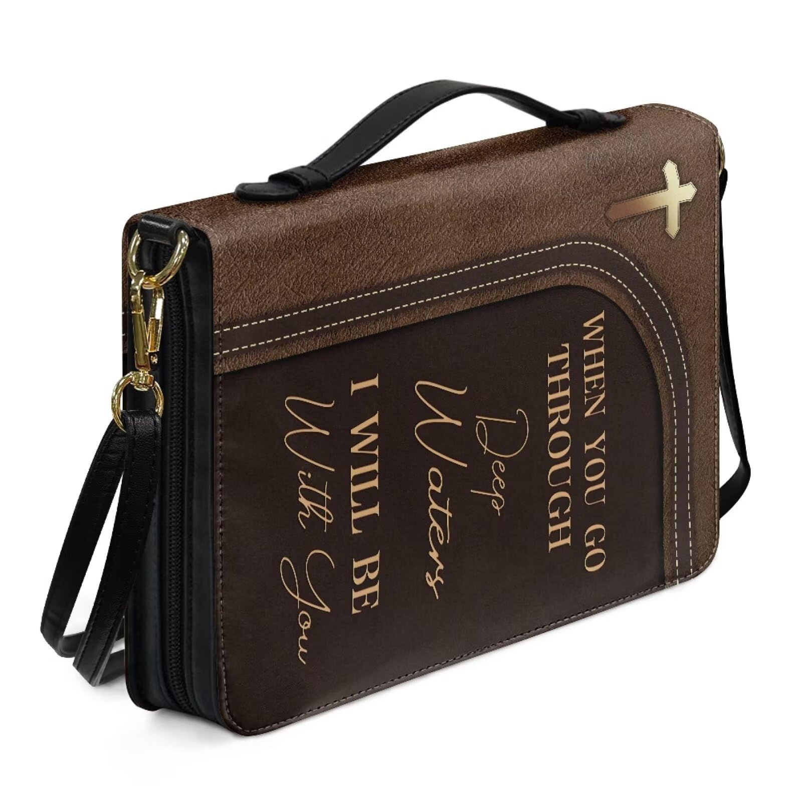 Kuiaobaty Lord Quote Church Bible Bag for Women Men Shoulder Strap, Cross God Quotes Bible Covers Bible Holder Gifts for Church Religious,2XL