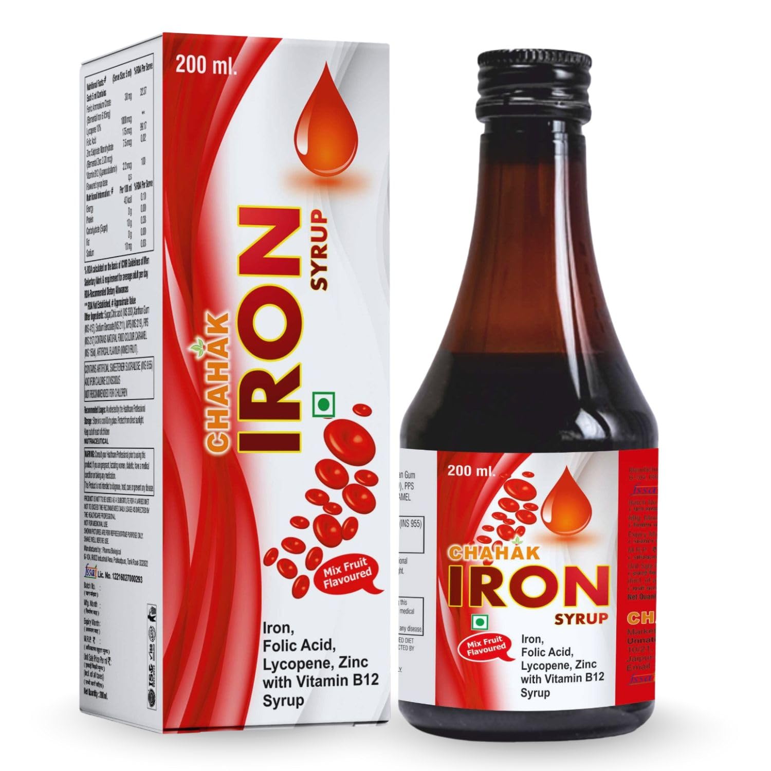 Iron Syrup with Folic Acid & Vitamin B12 | Hemoglobin Booster for Anemia, Fatigue & Weakness | Mixed Fruit Flavour Health Tonic for Kids, Women & Adults – 200ml (Pack of 1)-image-48