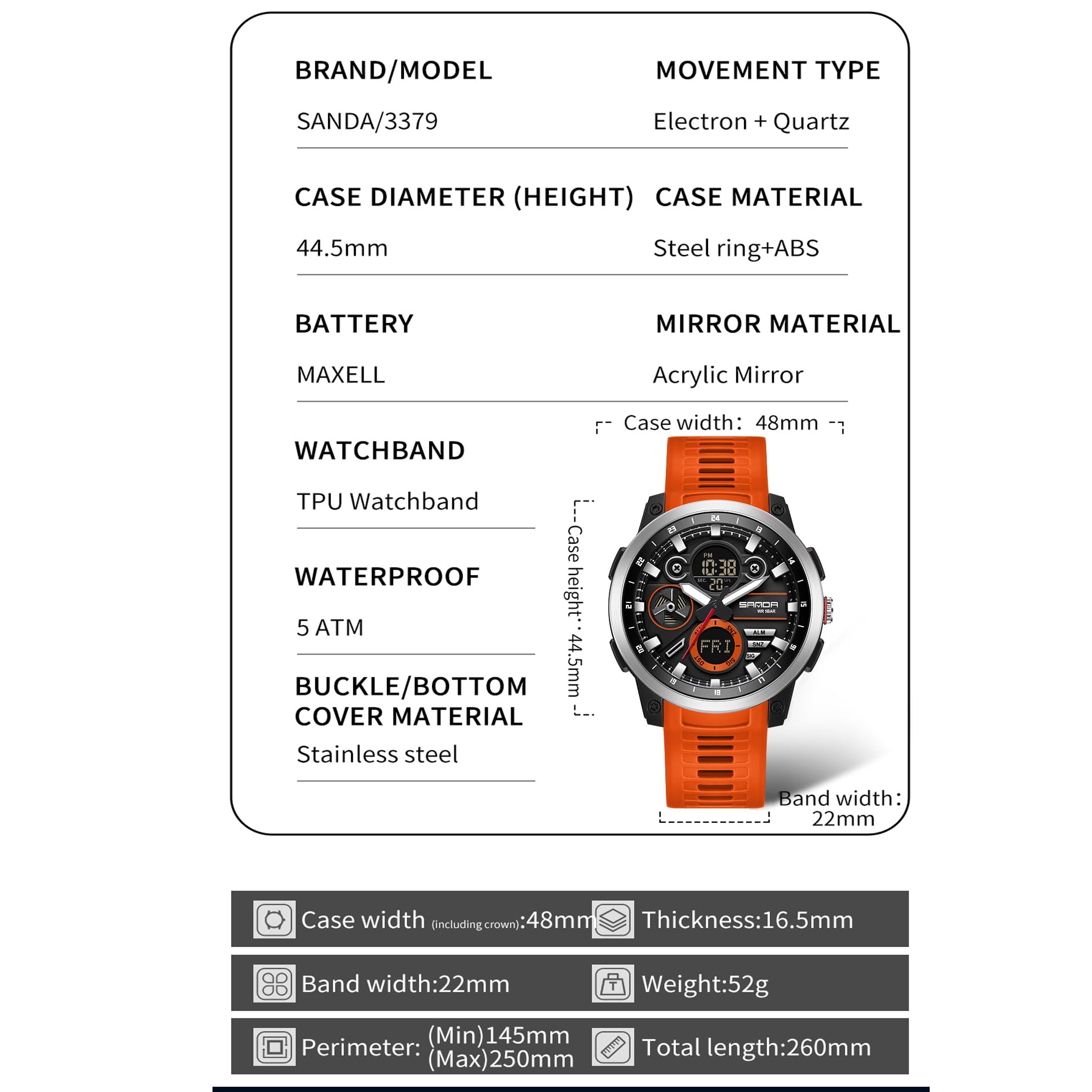 KXAITO Reloj deportivo de acero inoxidable para hombre, reloj militar para exteriores, cronómetro LED, digital, electrónico, grande, pantalla doble, impermeable, táctico, para hombre