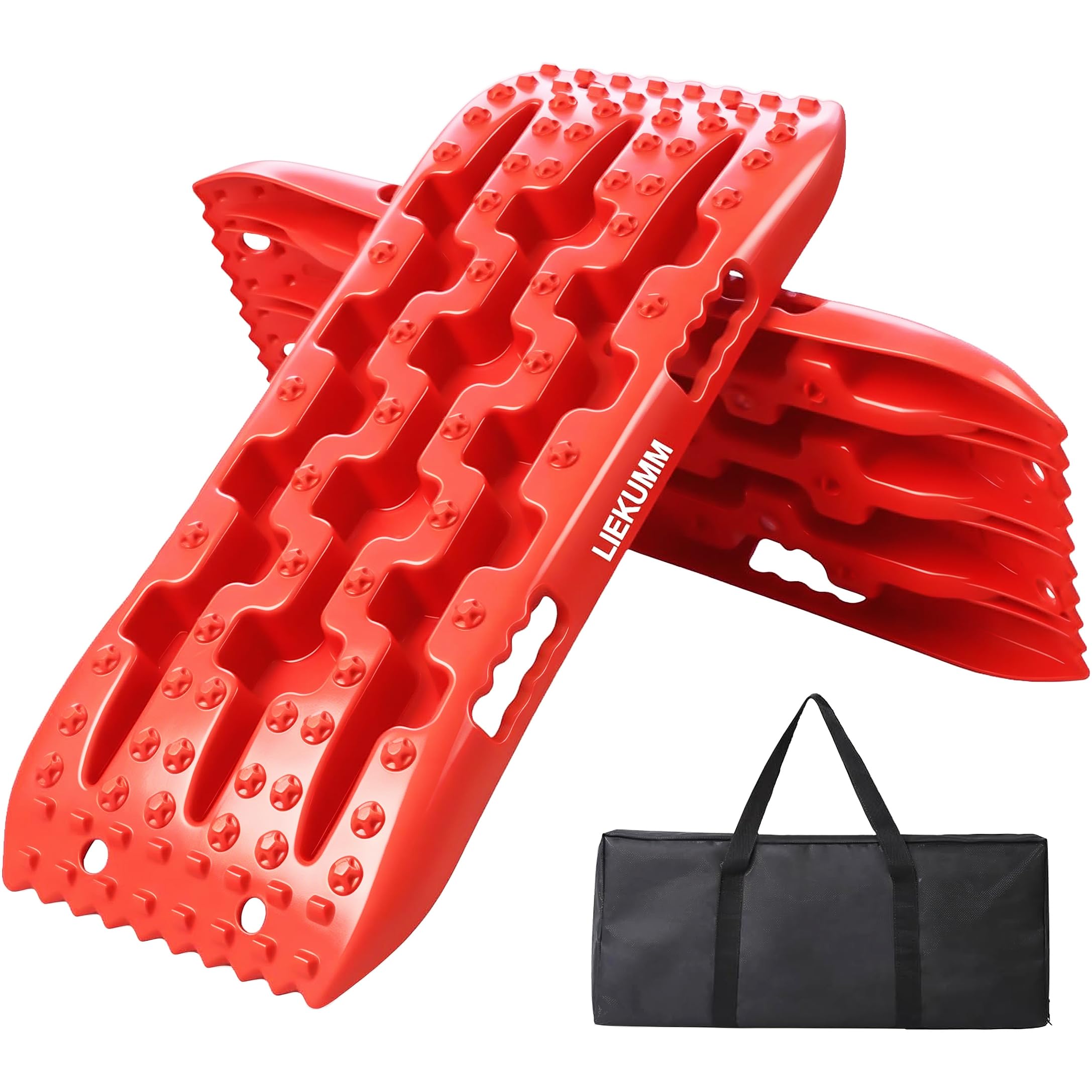 LIEKUMM 2 piste di recupero rosse resistenti, capacità 7 tonnellate, tavole di trazione fuoristrada per sabbia/fango/neve, tracce di recupero per 4x4, SUV, pickup, veicoli fuoristrada, ATV, auto