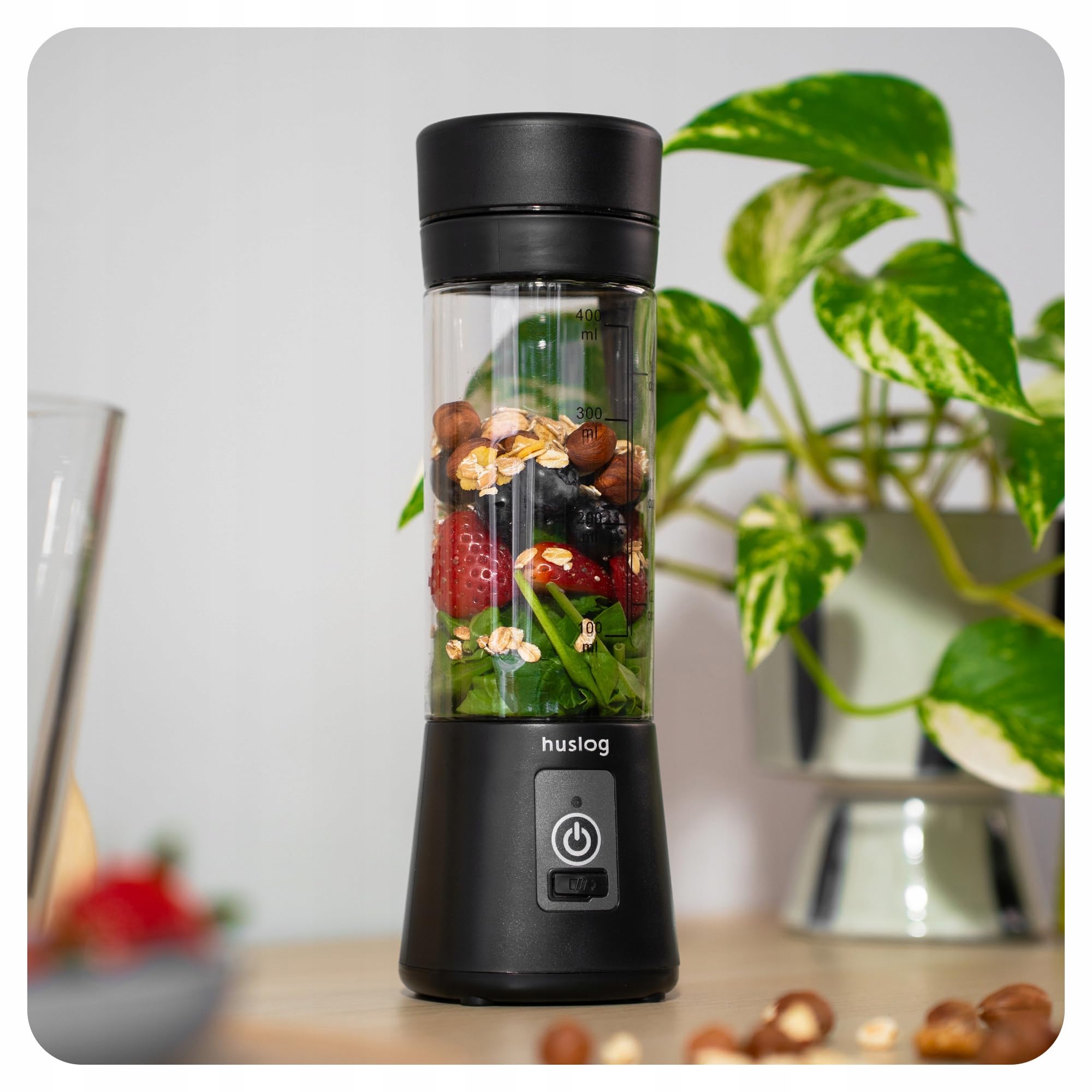 bezprzewodowy blender TO GO 180W, 6 ostrza ze stali nierdzewnej, 470ml pojemność, USB-C & USB-A ładowany, blokada bezpieczeństwa, kompaktowy z uchwytem, do smoothie, koktajli białkowych, czarny