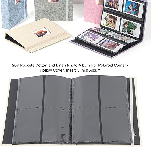 Miniatura 3 de 3 Inch Mini Photo Album, Cotton and Linen 208 Pockets Album for Fujifilm Instax Mini 1211 and Mini Series 3in Photos, Movie Tickets, Business Cards