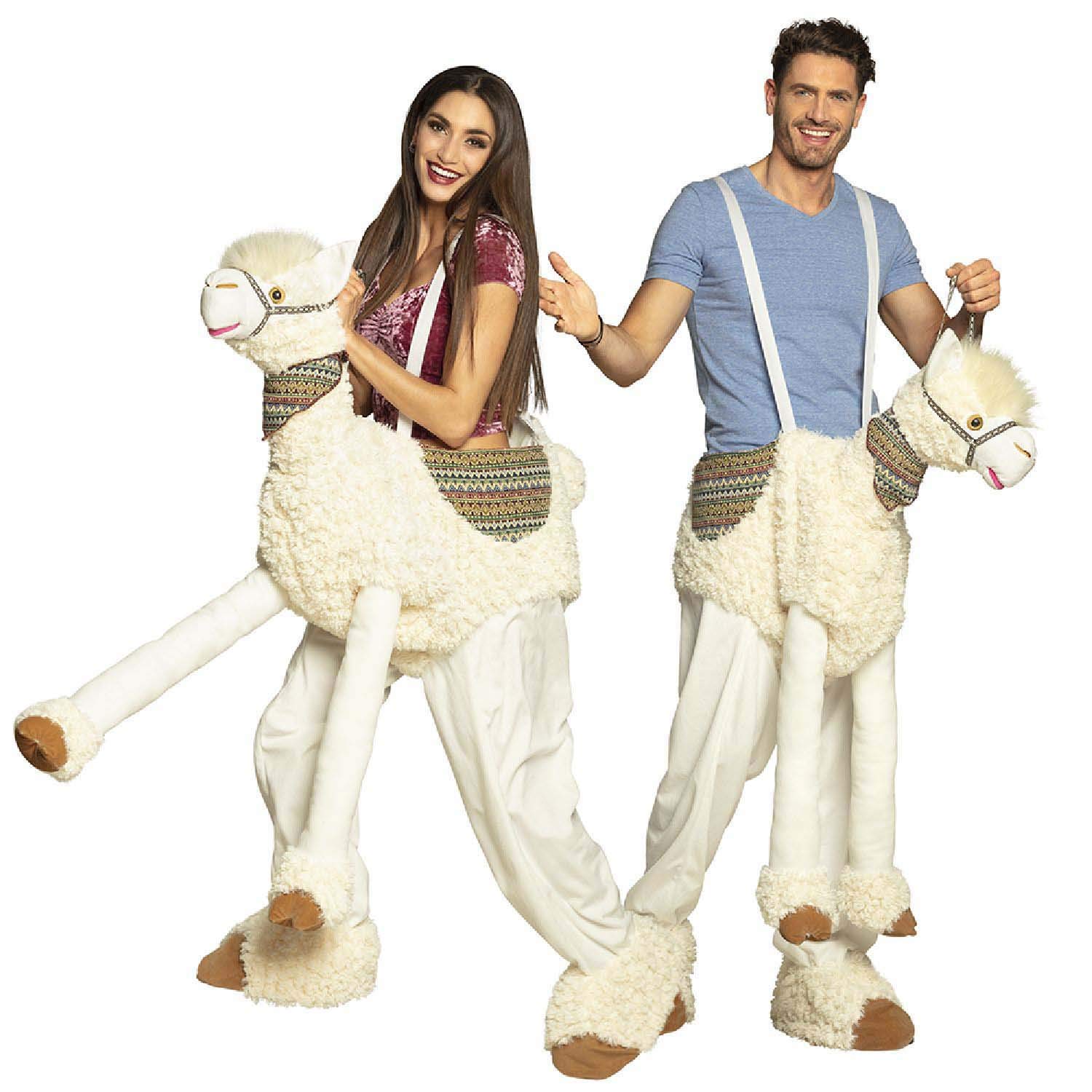 Boland - Lustiges Lama Kostüm für Erwachsene | Hose mit verstellbarem Hosenträger, Plüsch Faschingskostüme, Karneval und Mottoparty, Alpaka
