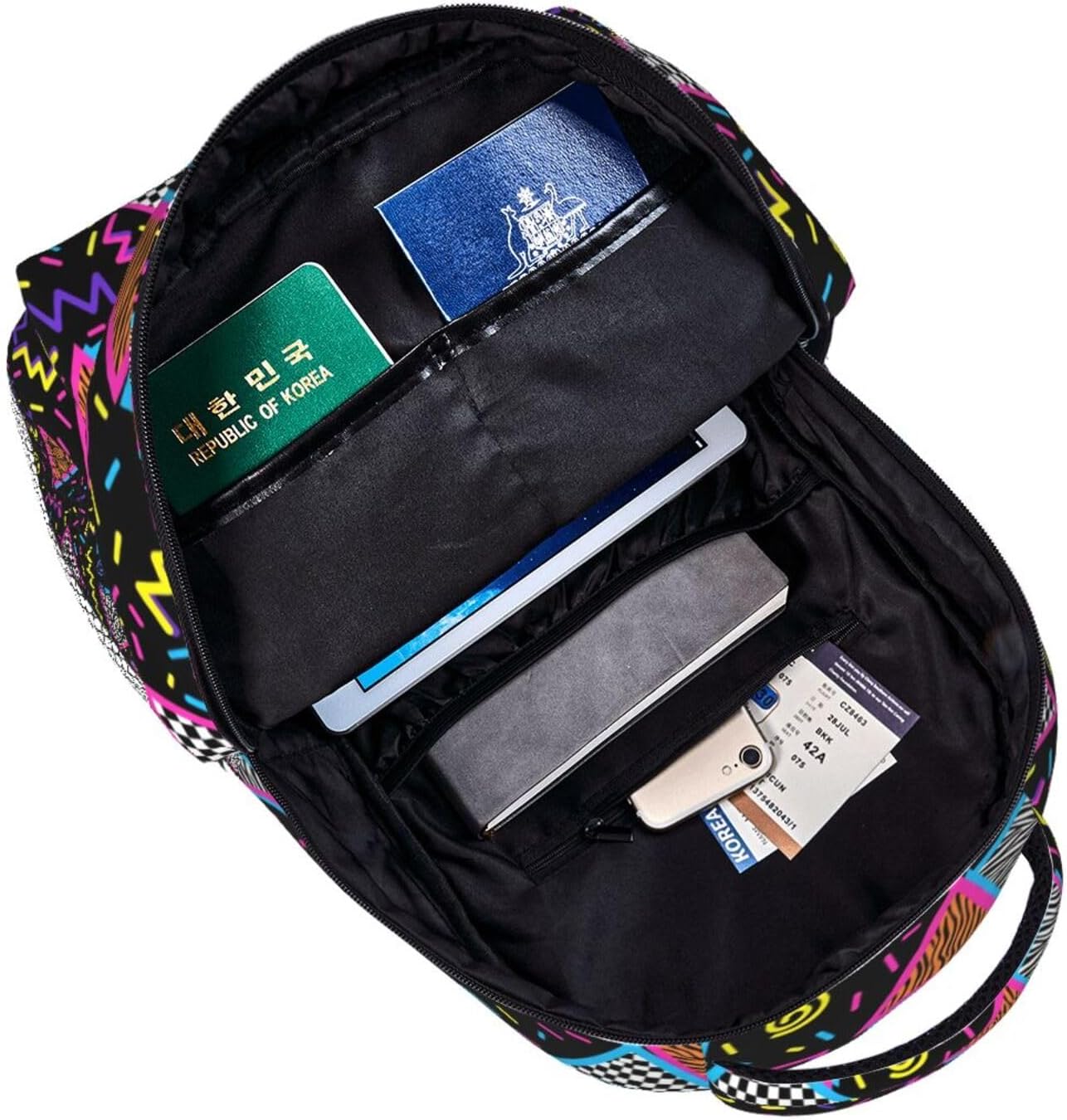 Funny 80S 90S Pattern Backpack Casual Hiking Camping Travel Backpacks Lightweight Daypack Bag Women Men Bookbag
