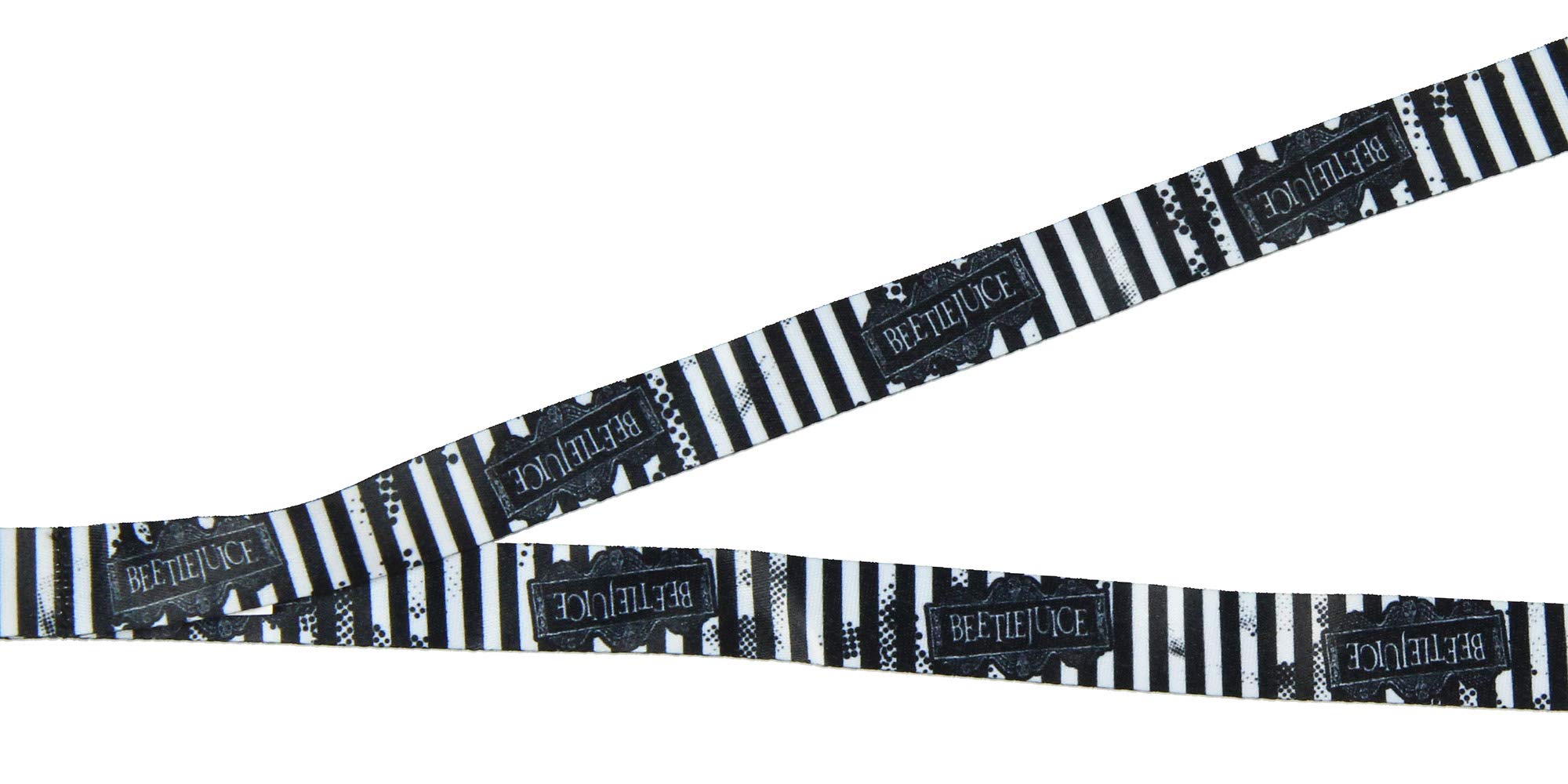 Beetlejuice Never Trust The Living Lanyard - Soporte de identificación con colgante de goma y calcomanía coleccionable