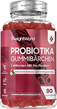 WeightWorld Probiotika Gummibärchen mit Inulin - 90 vegane Gummies Mit 2 Milliarden KBE Bacillus coagulans pro Portion Natürlicher Erdbeeren- und Vanillegeschmack Frei von Magnesiumstearat