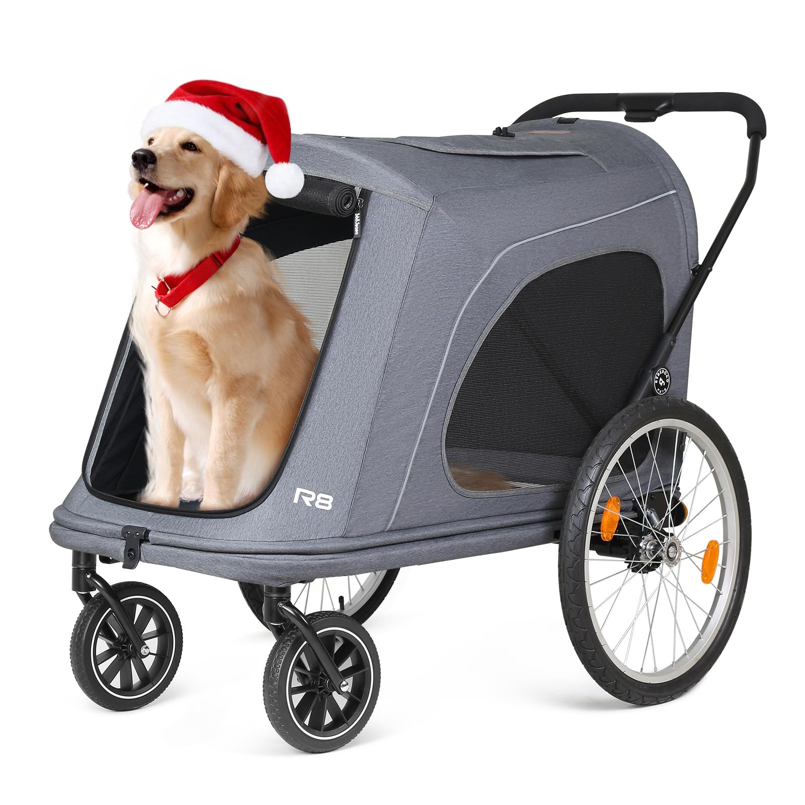Beberoad Pets R8 Pro Extra Large Foldable Pet Stroller, Dog Stroller & Pet Trailer for Large Dogs Under 100 lbs, Unmovable, Disabled & Pregnant Dogs -