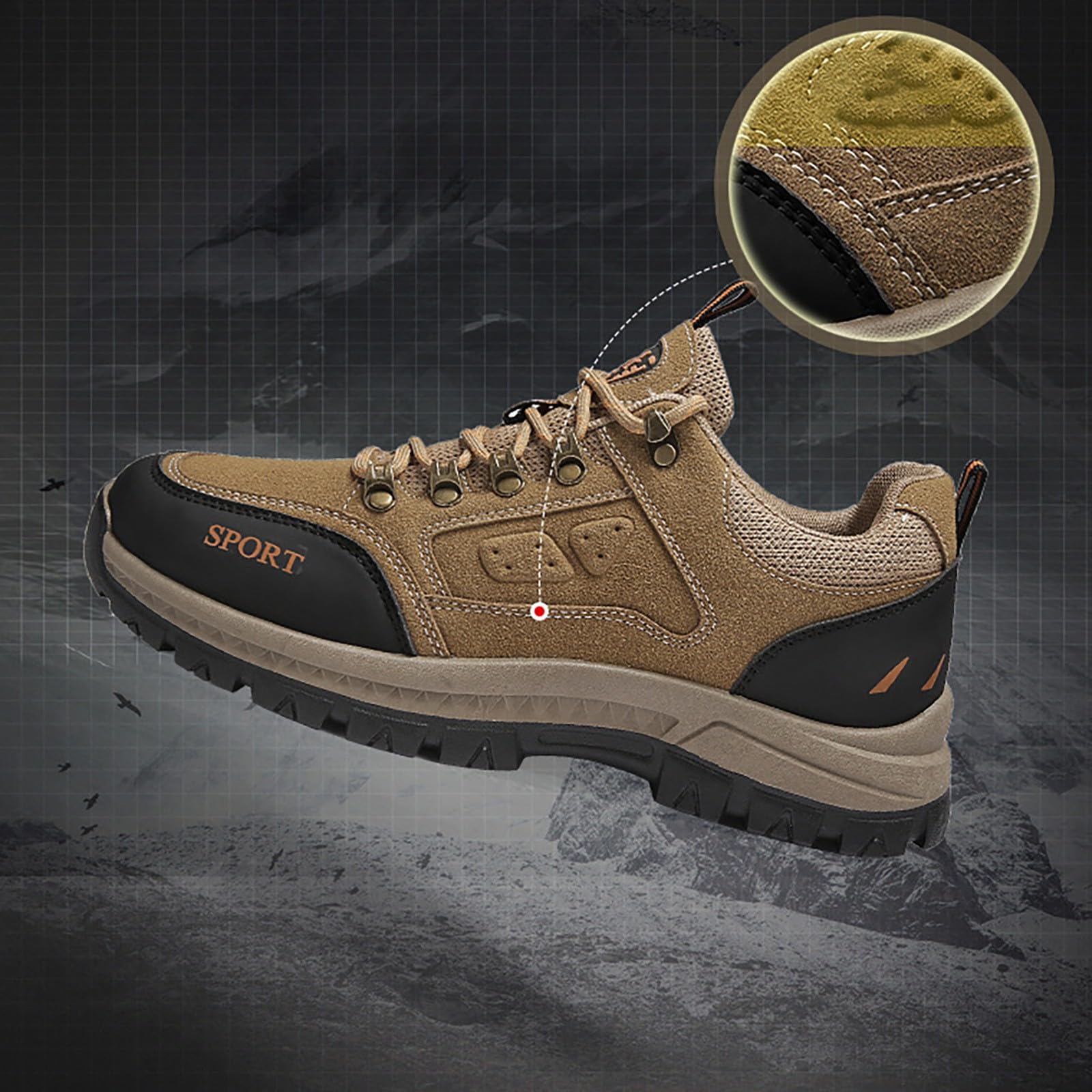 Zapatos de trekking para hombre, pie ancho, zapatillas con cordones