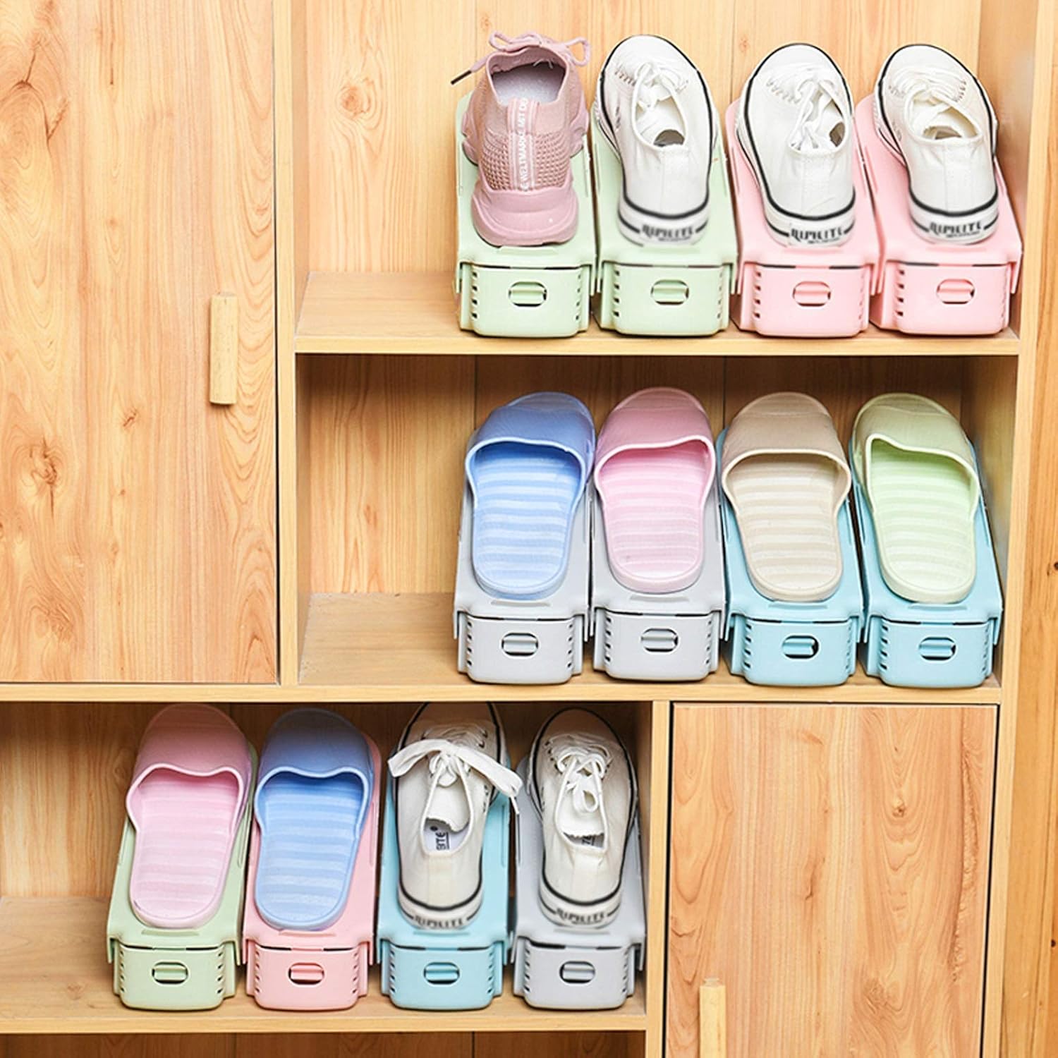 『目玉新商品』シューズラック 調節可能なストレージ 5ピース 省スペース ストレージ 靴スロット オーガナイザー 靴キャビネット 自宅 寮 リビン 入園準備