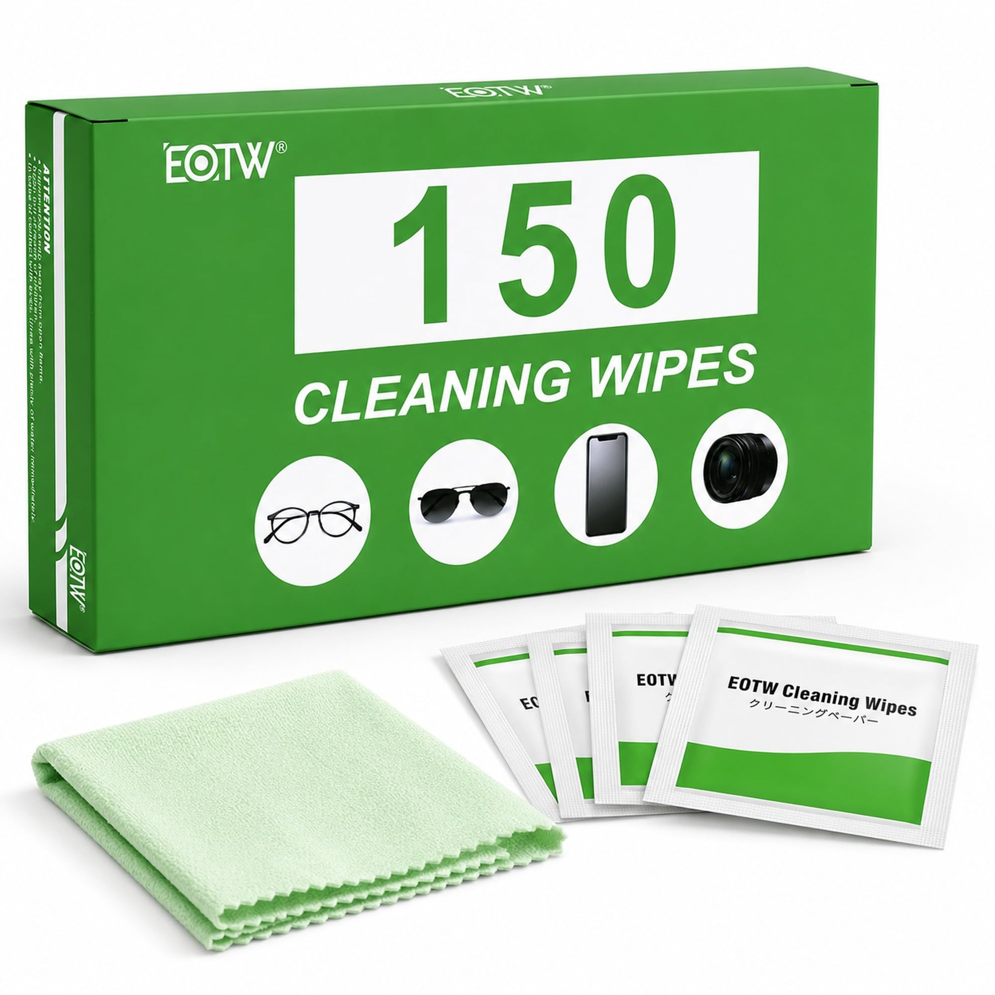 EOTW Screen Wipes, 150 Individually Wrapped Screen Cleaning Wipes with Microfiber Cloth, Eyeglass Cleaning Wipes for Glasses, Lens, Phone, Laptop, Tablet & Electronics, Streak-Free Fingerprint Removal