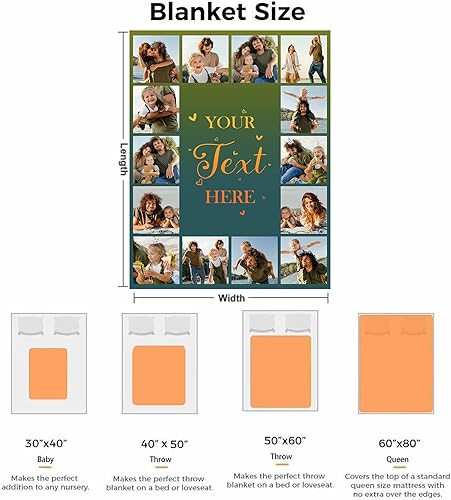 Miniatura 7 de Manta personalizada con collage de fotos hecha en Estados Unidos, mantas personalizadas con imagen personalizada para papá, mamá, esposa, marido,