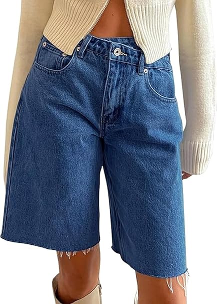 NUFIWI Y2k Denim Bermuda Shorts for Women High Waist