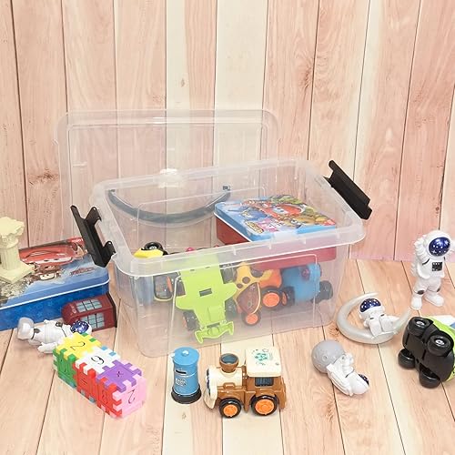 Miniatura 6 de Paquete de 6 cajas pequeñas de almacenamiento transparentes, contenedor de plástico con tapa, 5.5 litros