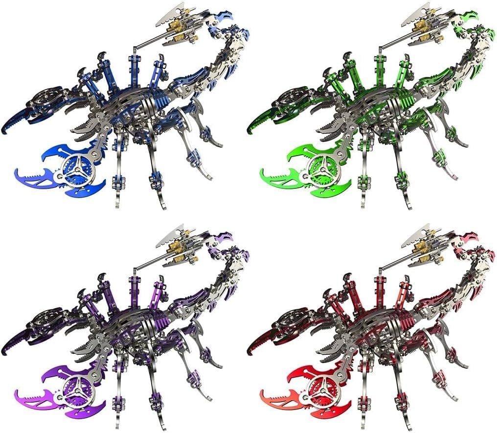 3D Metal Puzzles for Adults, Scorpion 3D Metal Model Kits for Adults/Teens, 454PCS Mechanical Assembly Models 3D Metal Puzzle Ornaments (Blue)