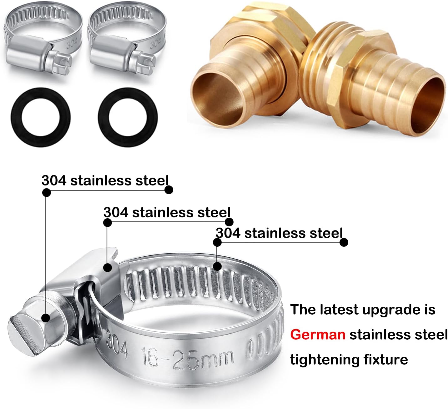 Garden Hose Repair Connector with Clamps Hose End Repair Kit,3/4" Barb Garden Hose Fittings Male and Female brass garden hose ends (3/4"Barb-10 Set)