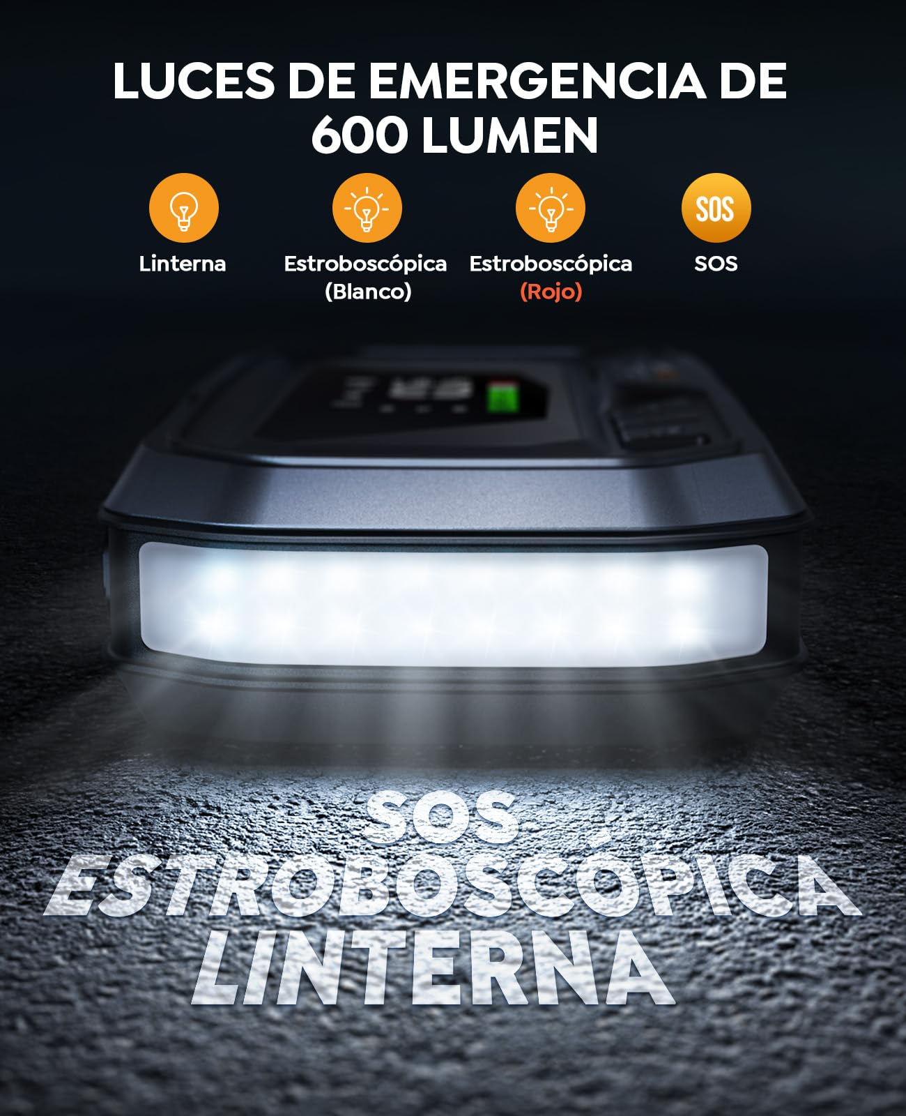 Arrancador de Baterias de Coche con Compresor de Aire, 8000A 160PSI YaberAuto Arrancador de Coche Portatil (Todo Gas/12,0L Diesel) con 65W Carga Rápida, Inflador, Pantalla Grande y Linterna LED