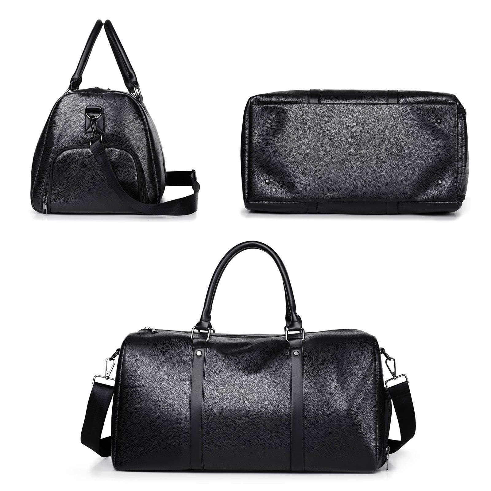 BEITH Borsone Palestra Uomo, Pelle Sintetica Borsone da Viaggio, Borsa Sportiva con Scomparto Scarpe, 40x20x25cm Disponibile per l'imbarco, Separazione a Secco e ad Umido, Impermeabile e Durevole