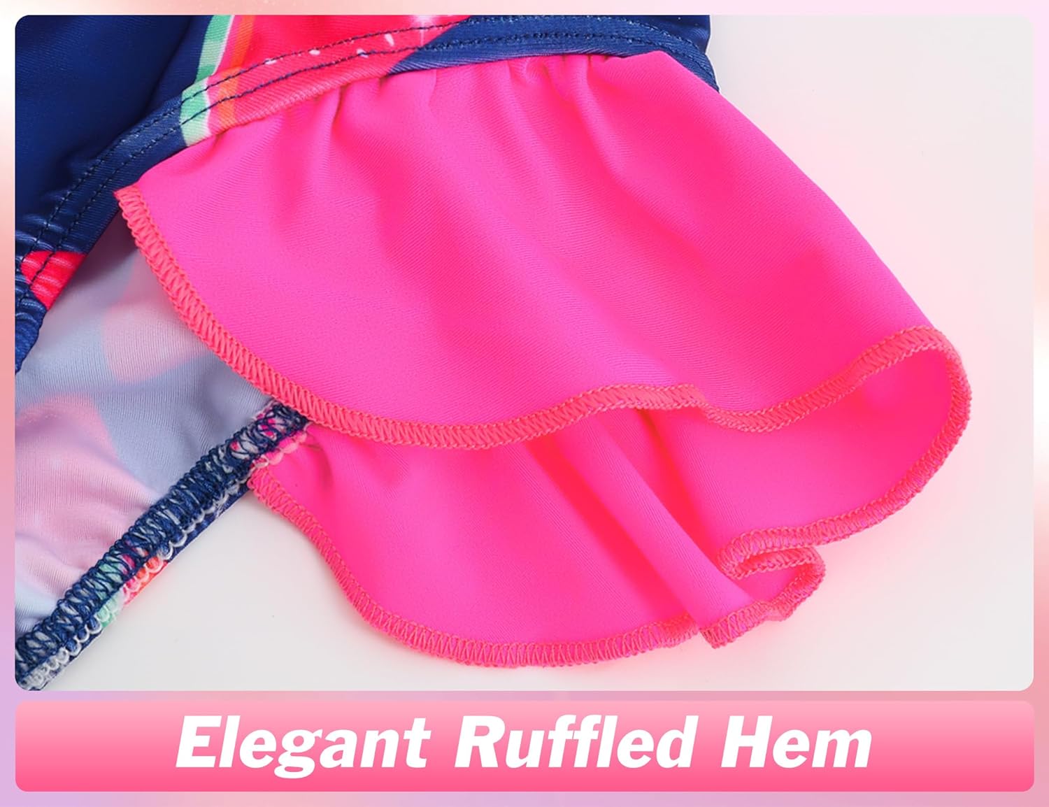 Girls Tankini Swimsuit Two Piece Bathing Suits Set Spaghetti Straps with Ruffled Hem Summer UPF 50+ Bikini Swimwear - Image 4