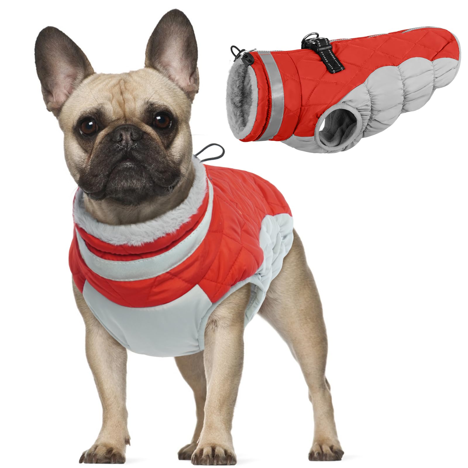 Hondenjas met geïntegreerd harnas, warme winterjas voor honden, van