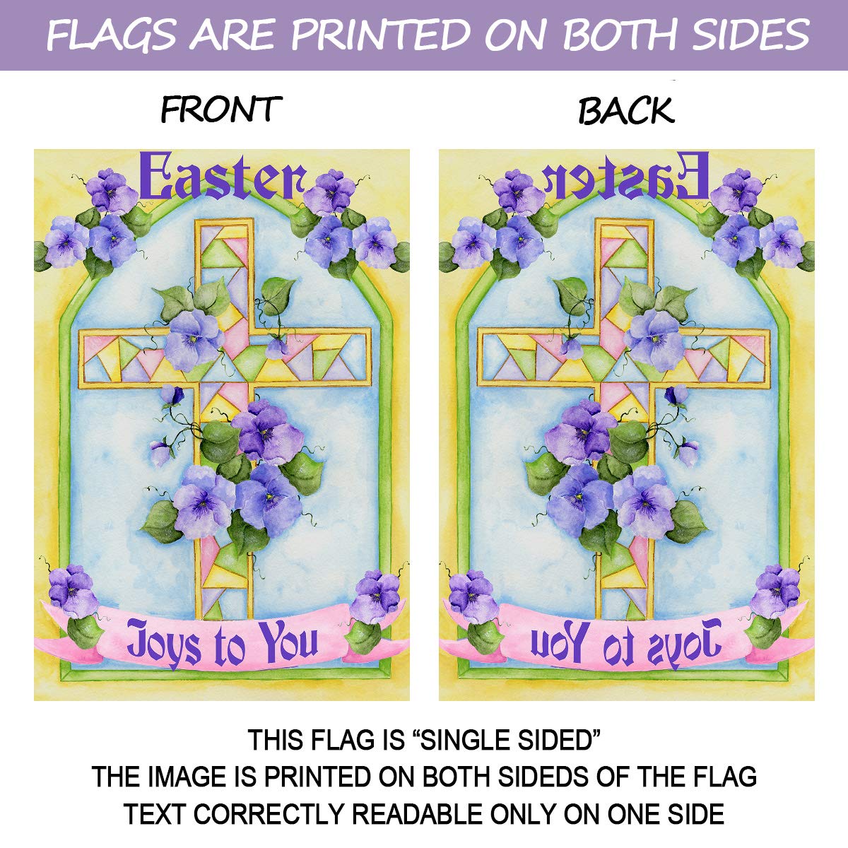 Osterkreuz-Flagge Für Den Garten – 71,1x101,6 Cm, Polyester, Wetterfest, Einseitig Bedruckt