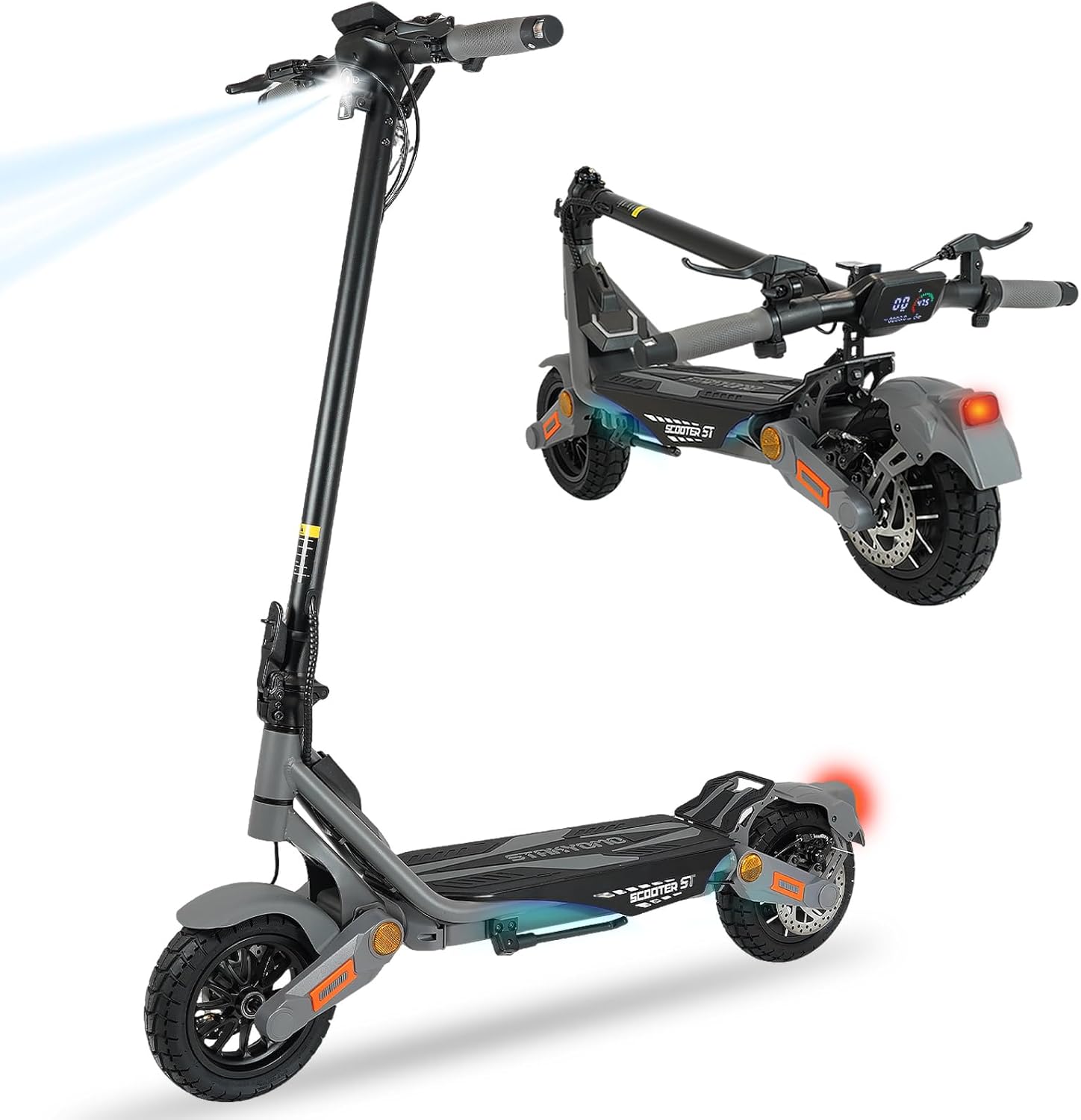 Electric Scooter for Adults 5600W Dual Motors, 50MPH & 50 Miles Range, 60V 27Ah Battery, Foldable Heavy Duty E Scooter, 11″ Off Road Tires Fast Electric Scooter with Seat