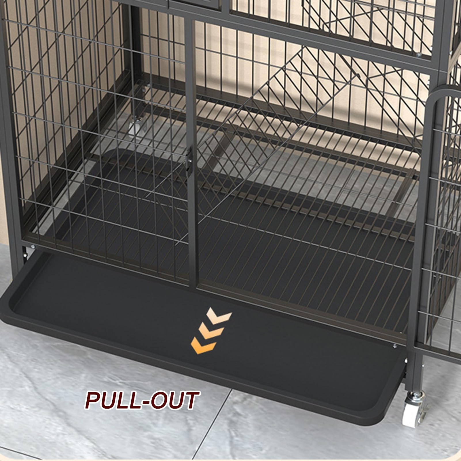 Grande gabbia per gatti, Gabbia per Gatti da Interno Multifunzionale, con 4 Rotelle Orientabili e vassoio estraibile, prodotti per animali domestici, Gabbia per 1-2 Gatti, Chinchilla(86*60*155cm)