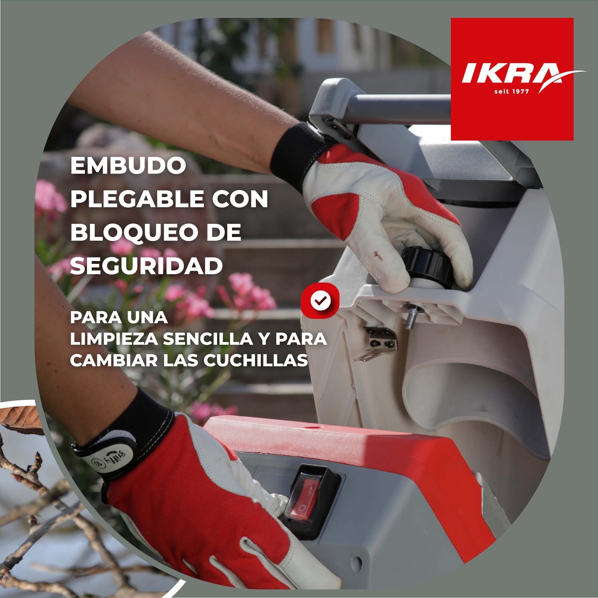 IKRA trituradora de cuchillas eléctrica IMH 2500, incl. saco colector, 45l, 2500W, incl. cuchillas reversibles, Gris y rojo