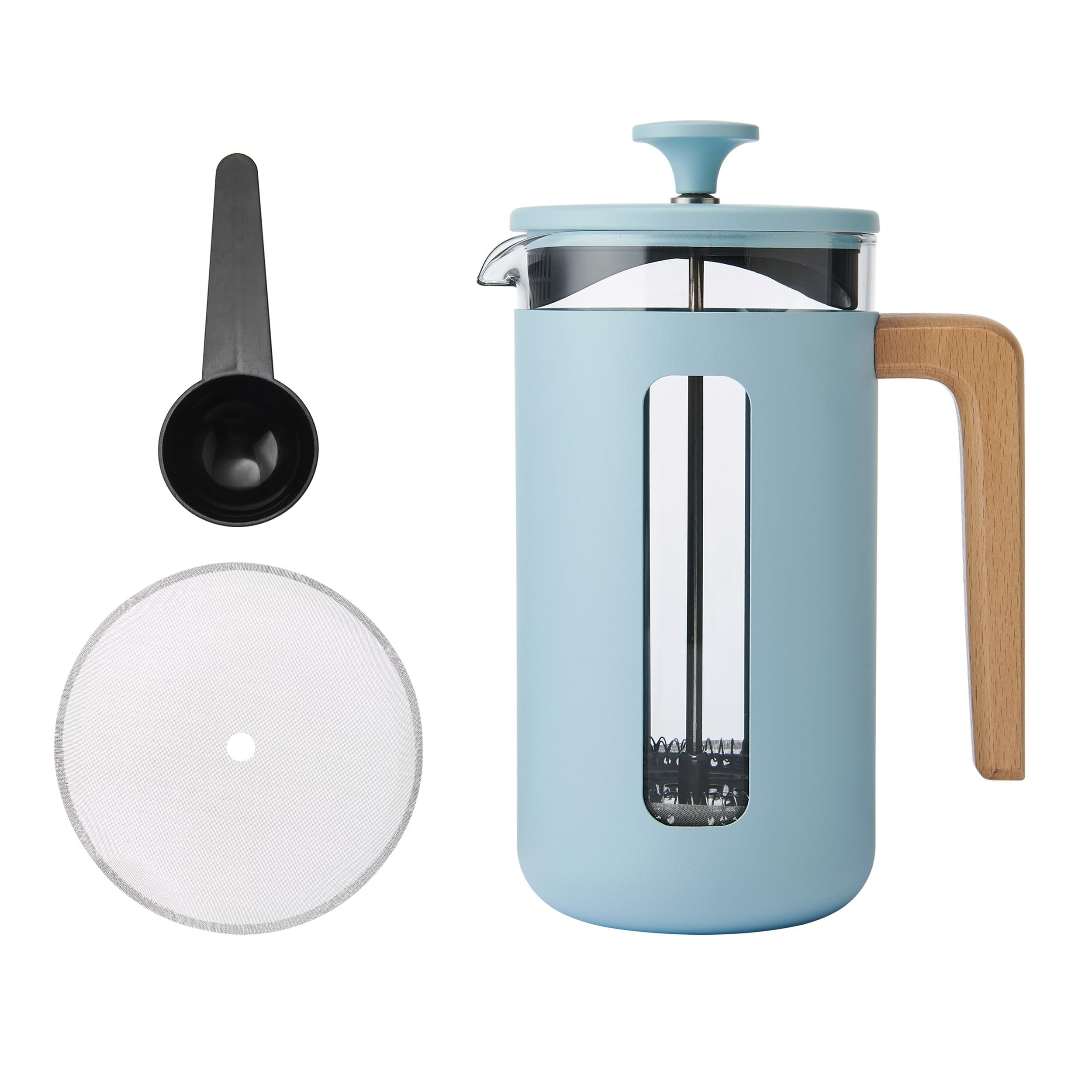 La Cafetière Pisa 8 Cup Cafetière In Sky Blue, Durable Stainless Steel Plunger, Heat Resistant French Press With Stylish Natural Wood Handle, Versatile Coffee And Tea Plunger, 1L — image 1