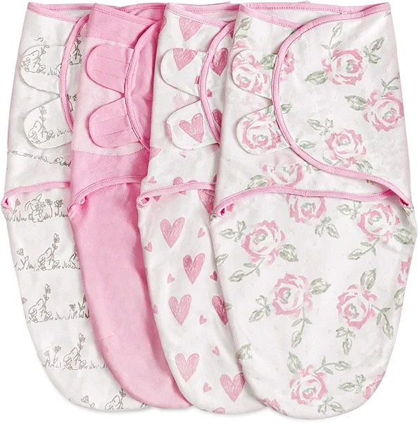 Organic Baby Swaddle Sleep Sacks, 4-Pack Swaddles for Newborns Baby Essentials, Infant 0-3 Months, 100% Cotton Soft & Snug Adjustable Wrap Nursery Swaddling Blankets Improves Sleep