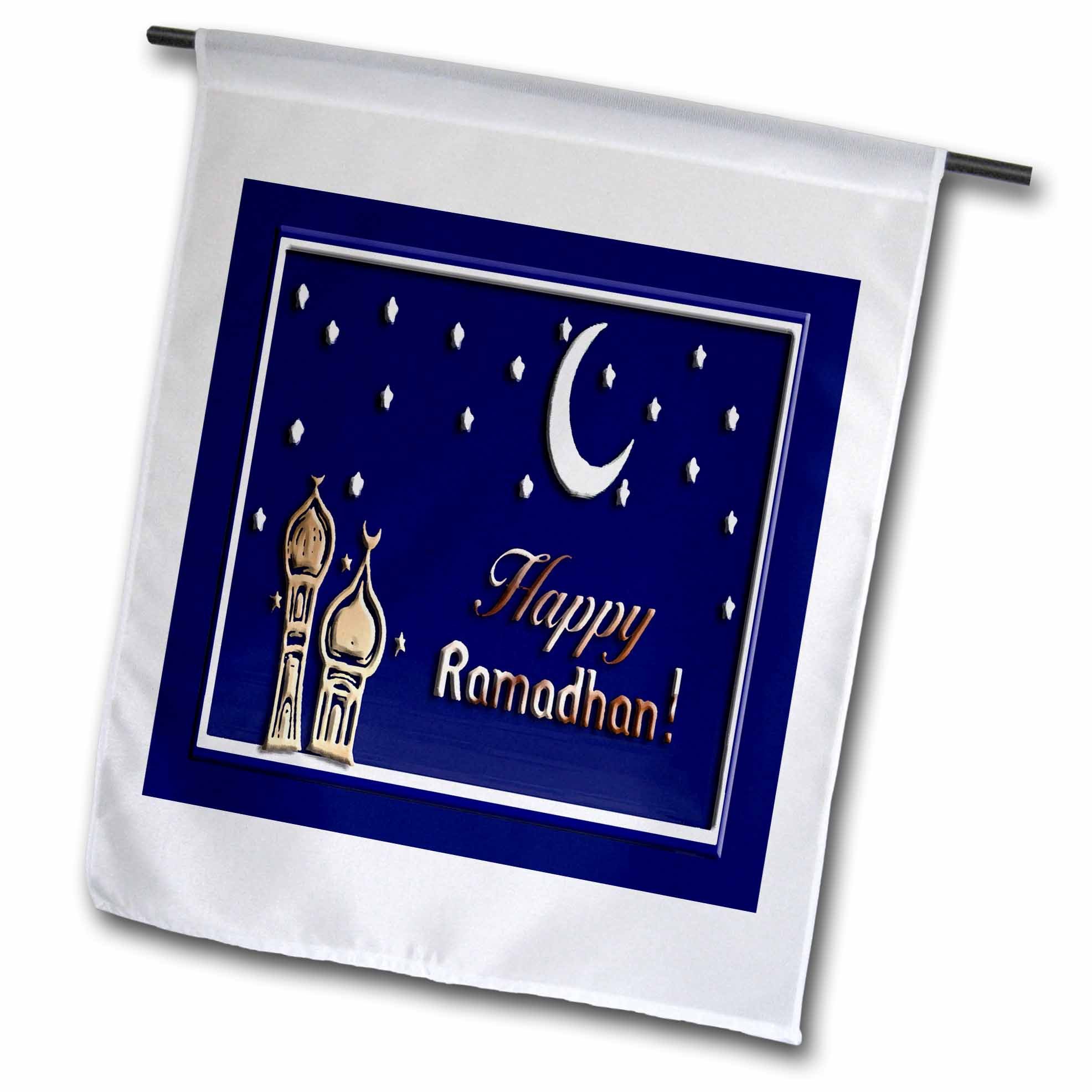 3dRose fl_22458_1 Ramadan Temples with Blue Sky Stars and Moon Garden Flag, 12 by 18-Inch