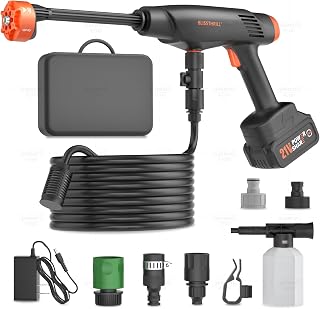 Blissthrill Cordless Pressure Washer 1100PSI 2.4GPM: 21V Battery Powered Portable Power Washer w/6-in-1 Nozzle, Foam Cannon for Car, Home Cleaning (5028-9)