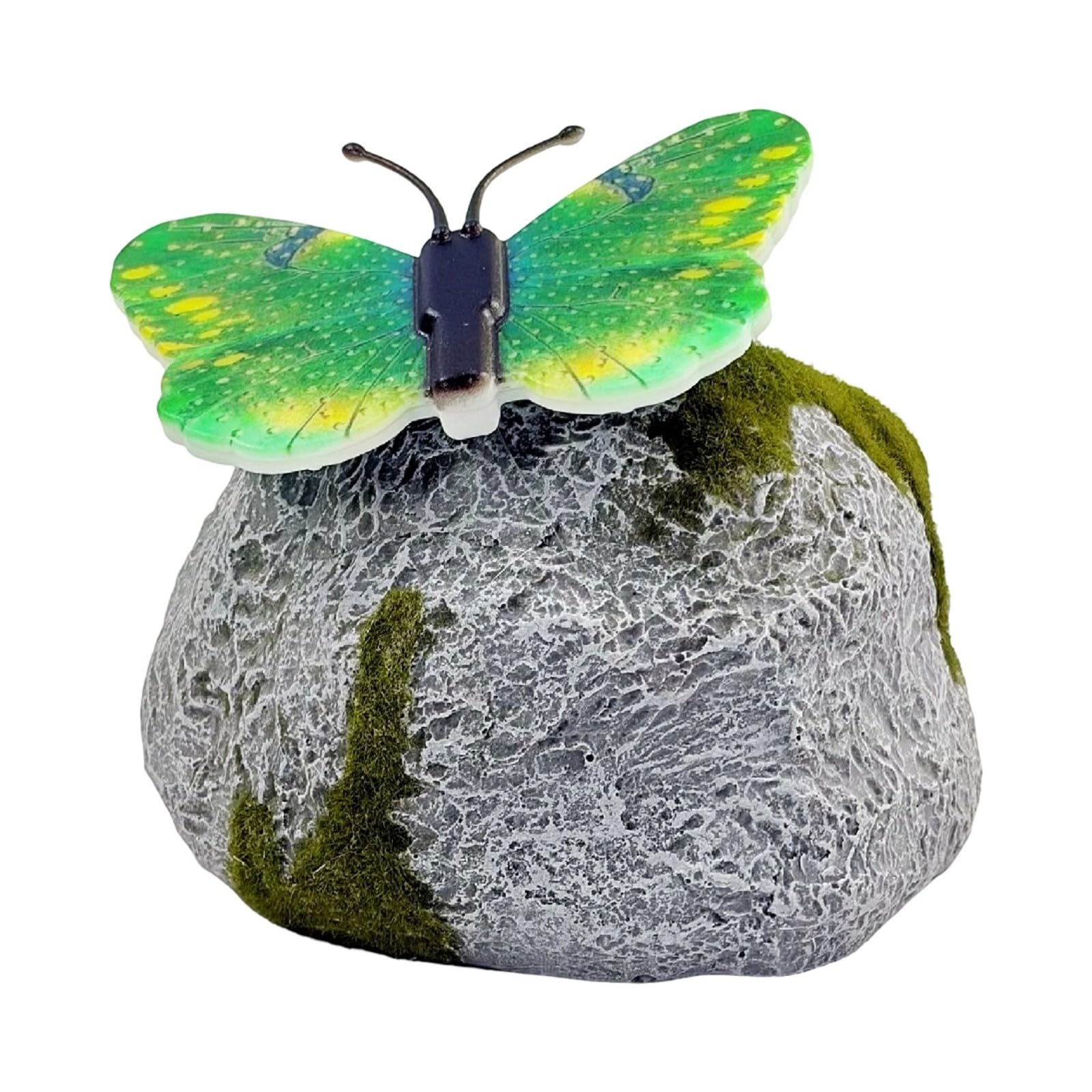 Drtlpmb Green Solar Garden Lamp Soft Illuminations Butterfly Stone Shape Lawns Light For Outdoor Landscape Yard Pathway Decoration Fashion Solar Garden Lights